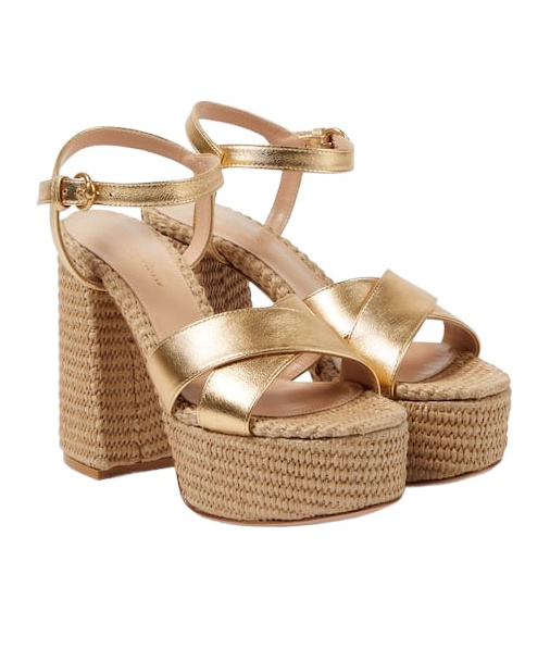 Gianvito Rossi Solid Leather Platform Sandals In Brown