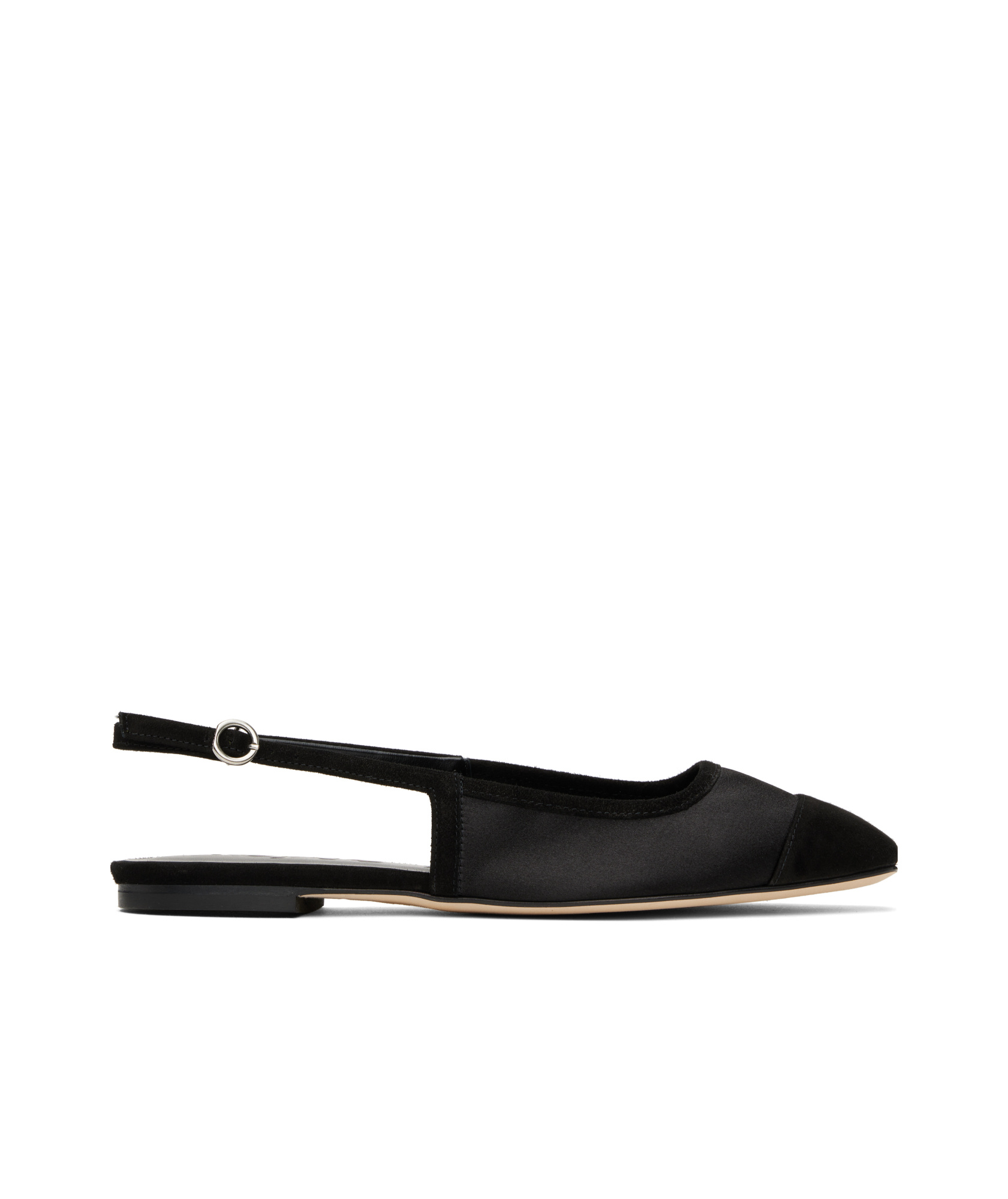Aeyde Black Geraldine Satin Toe-cap Ballerina Flats
