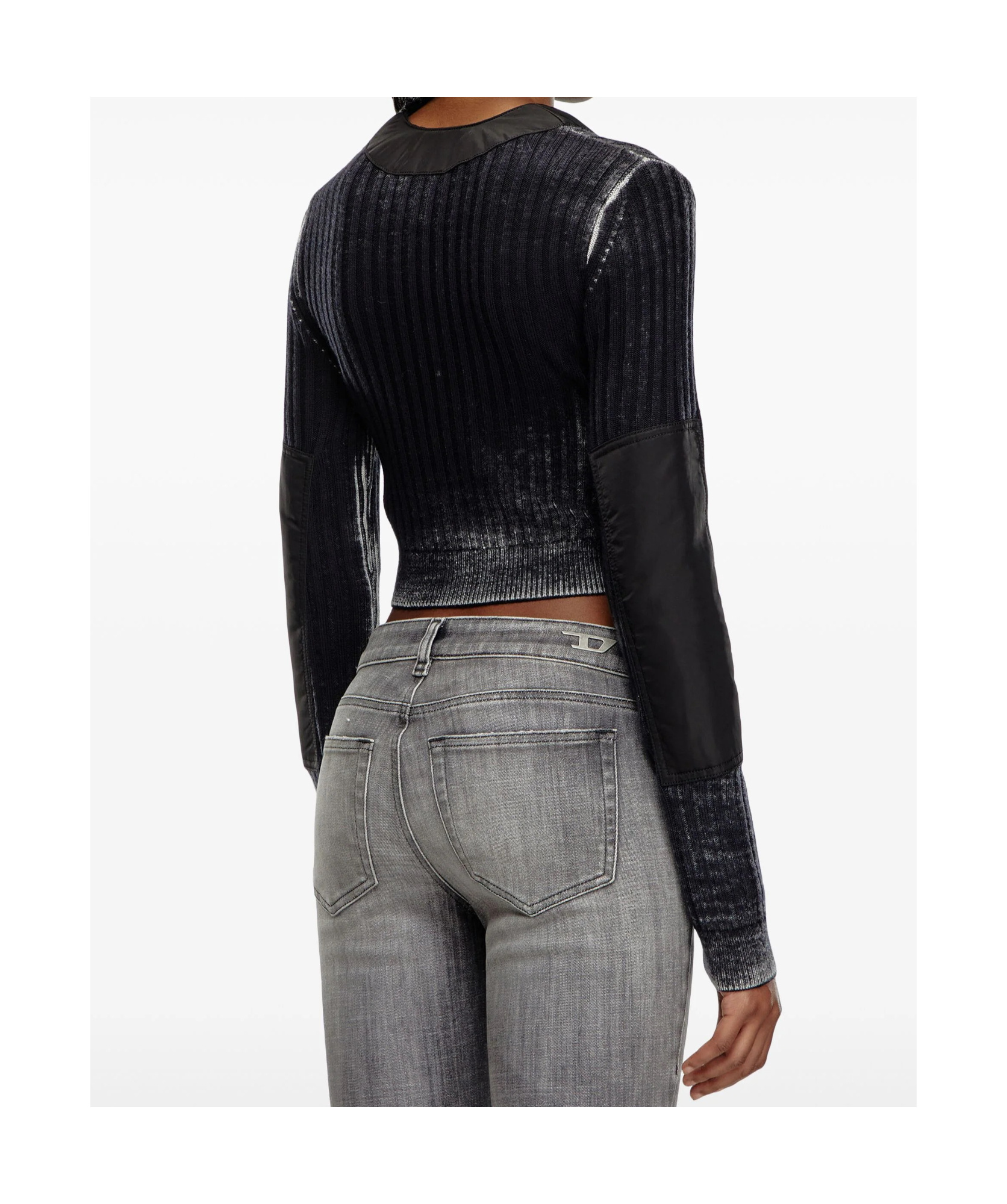 Diesel M-asera Cropped Cardigan In Black