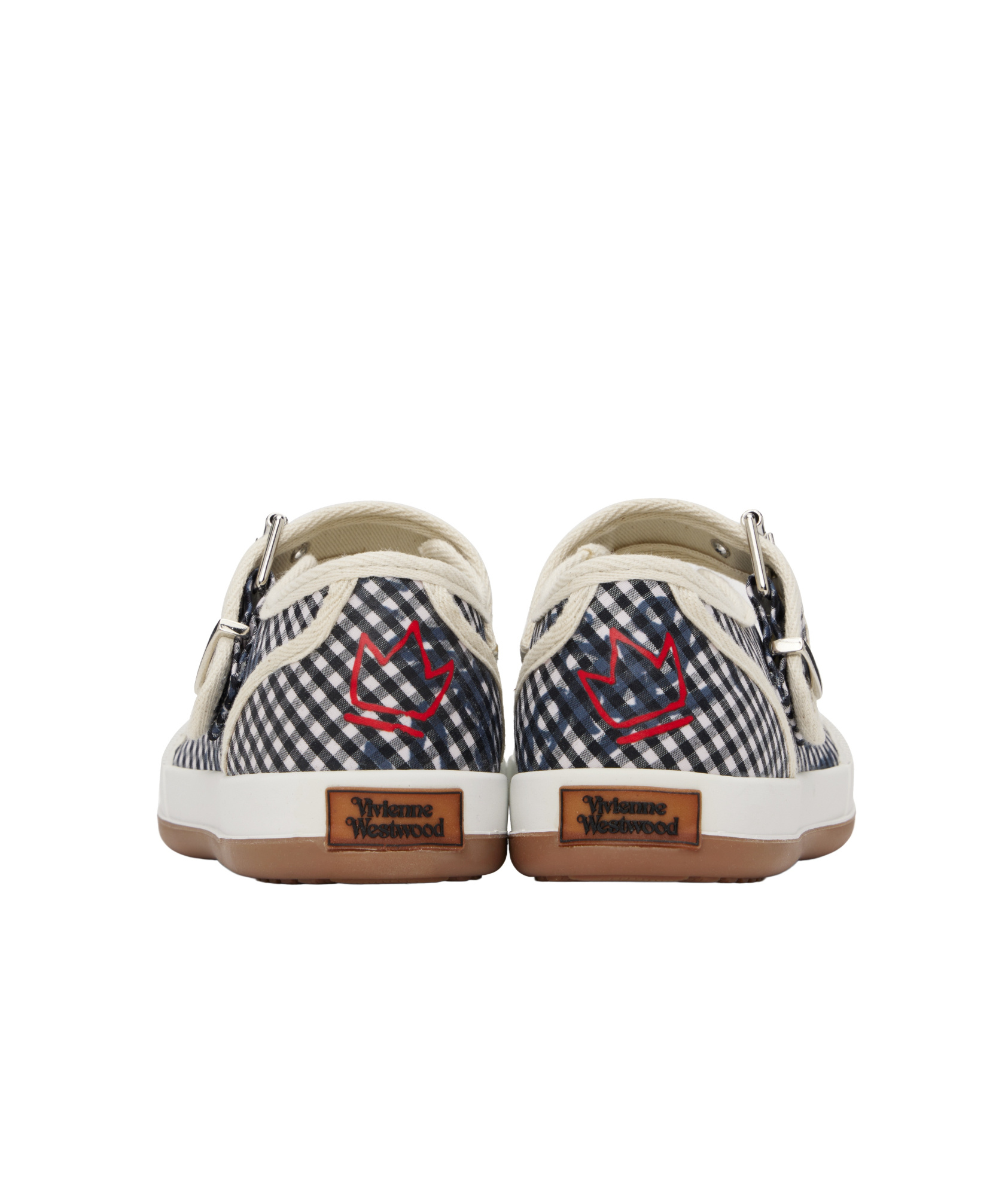 Vivienne Westwood Black & White Animal Gym Bar Ballerina Flats In Gingham/vw Bla