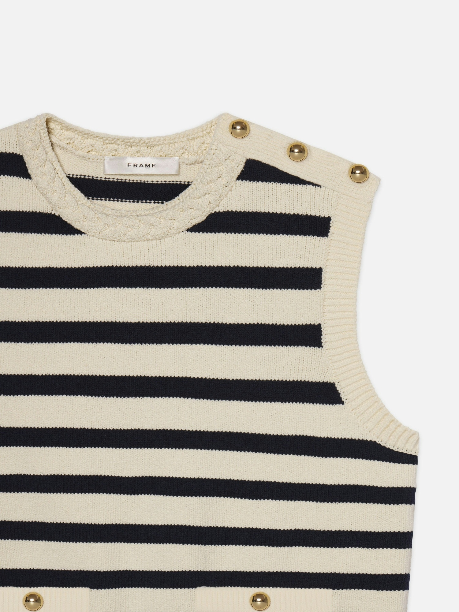 Frame The Harbor Striped-pattern Vest In Neutral