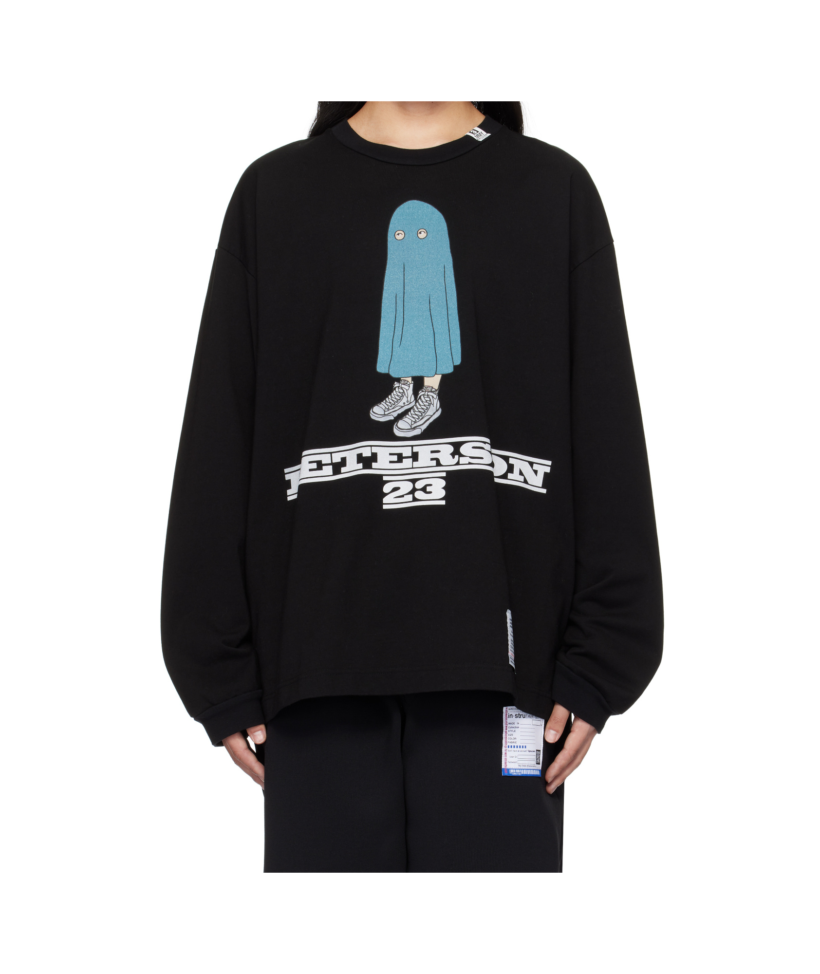Miharayasuhiro Black 'peterson 23' Printed Long Sleeve T-shirt In Black