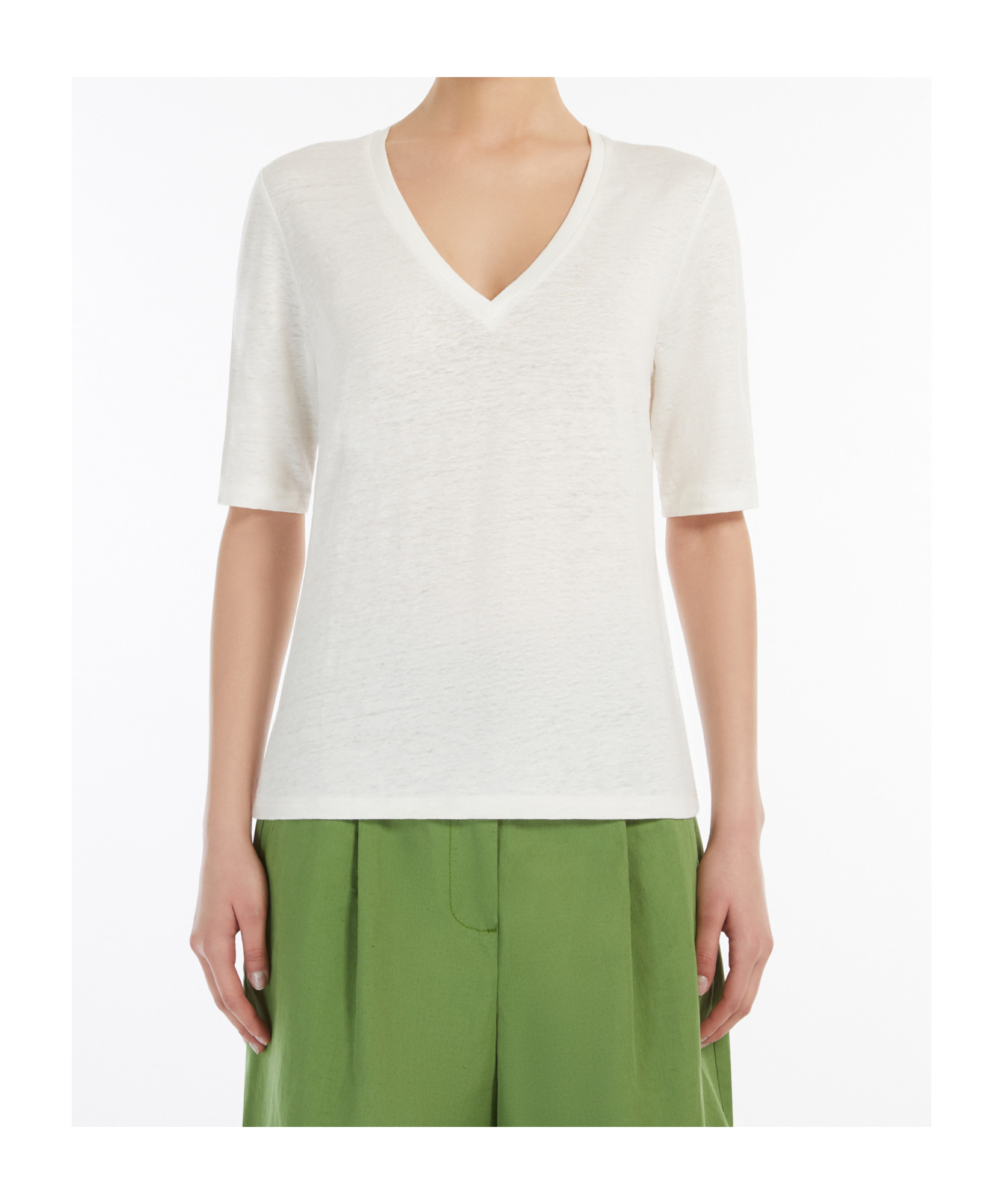 Weekend Max Mara Sleeves V-neckline Short Plain In White