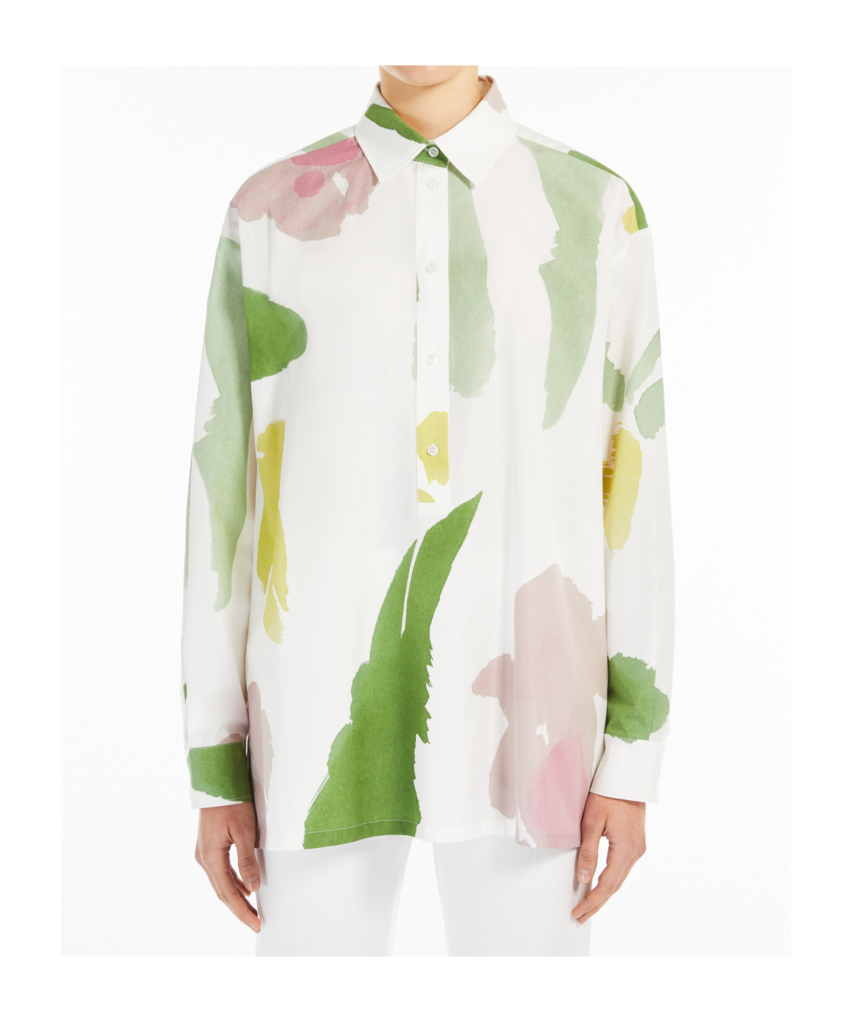 Max Mara Verace Abstract-print Long-sleeve Shirt In White