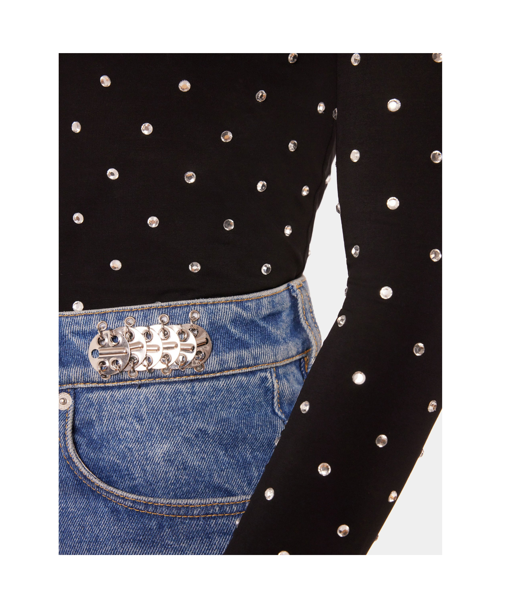Rabanne Crystal-embellished Stretch-jersey Turtleneck Top In Black