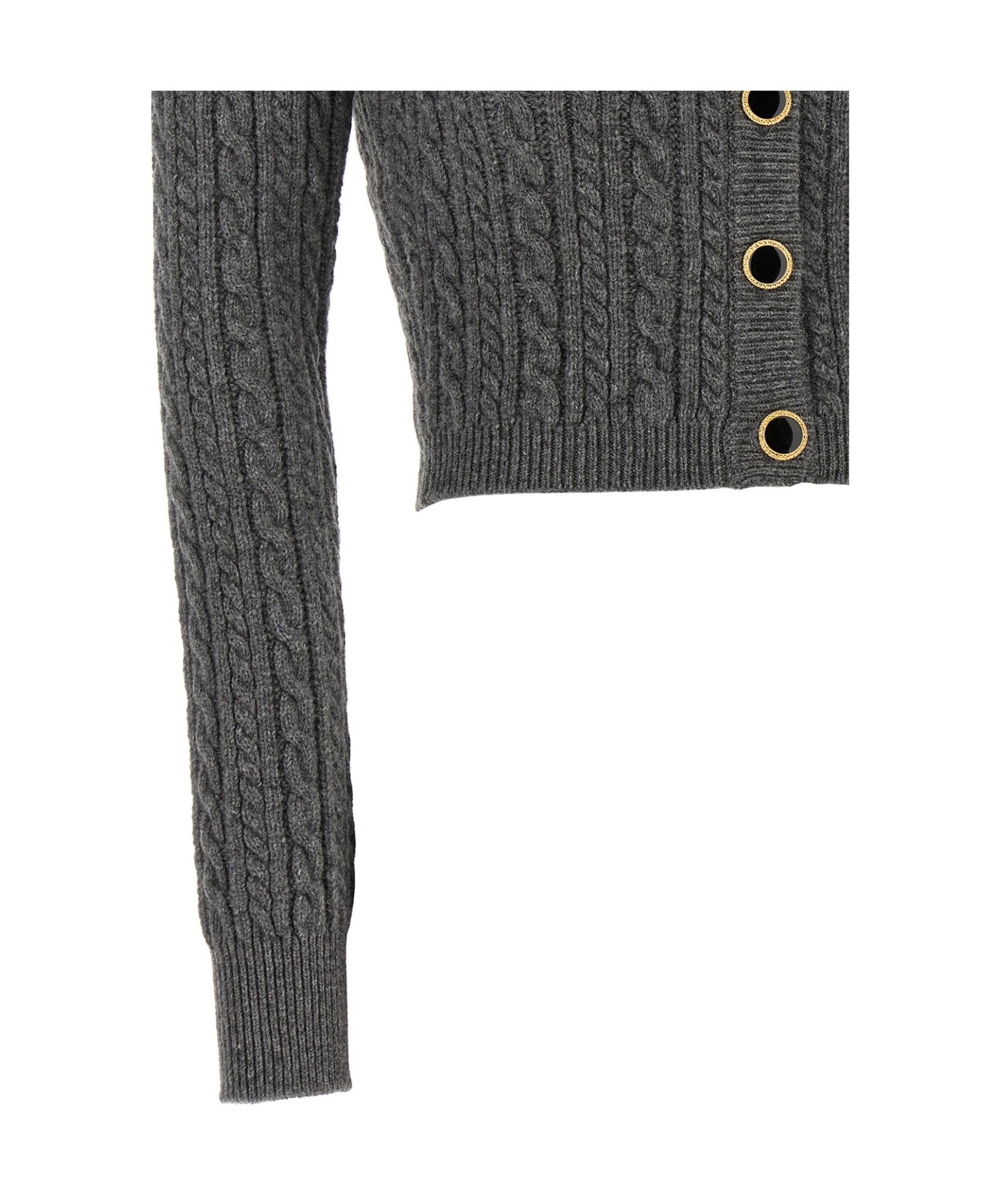 Alessandra Rich Wool Knitted Cardigan In Black