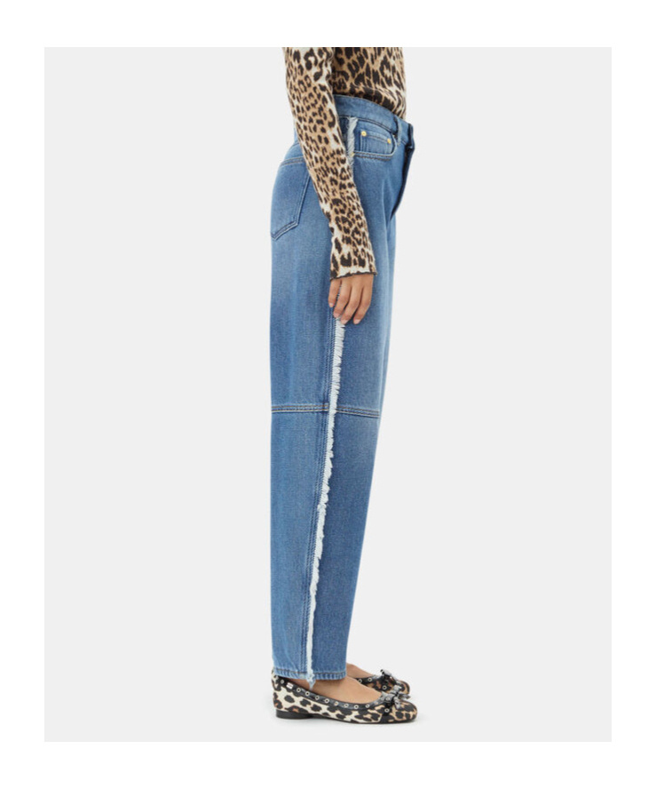 Ganni Heavy Denim Stray In Mid Blue Stone In Blue