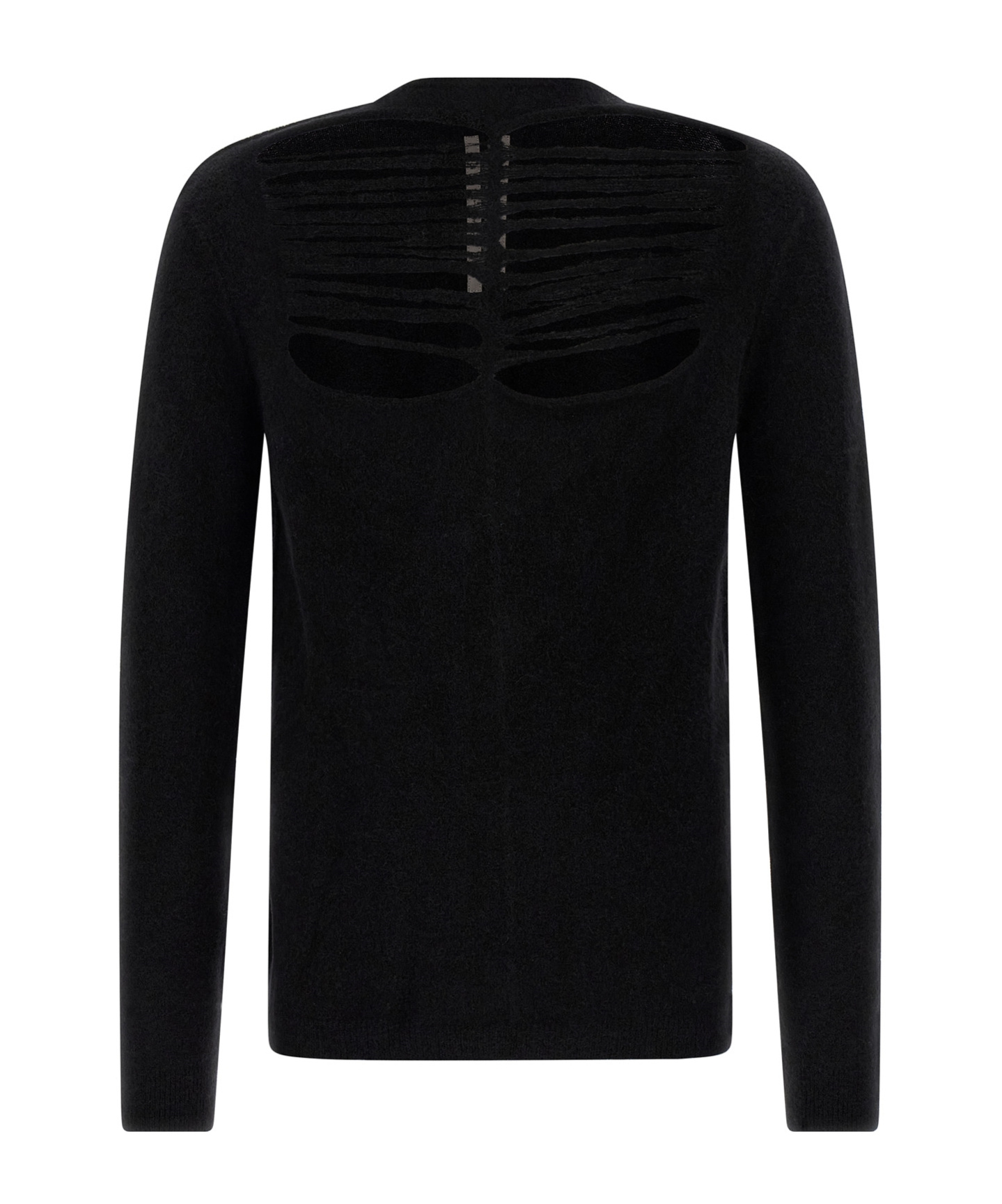 Rick Owens Black Concordians Ls Grid Knit Sweater In Black