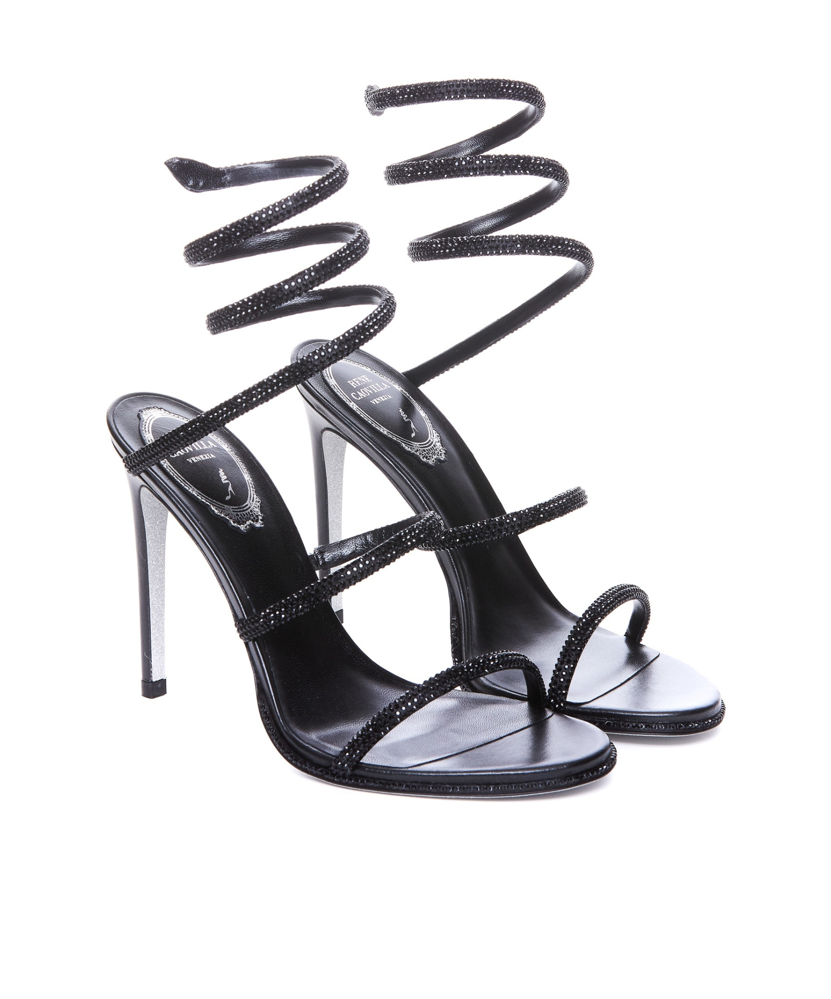 René Caovilla Open-toe High-heeled Sandals In Black