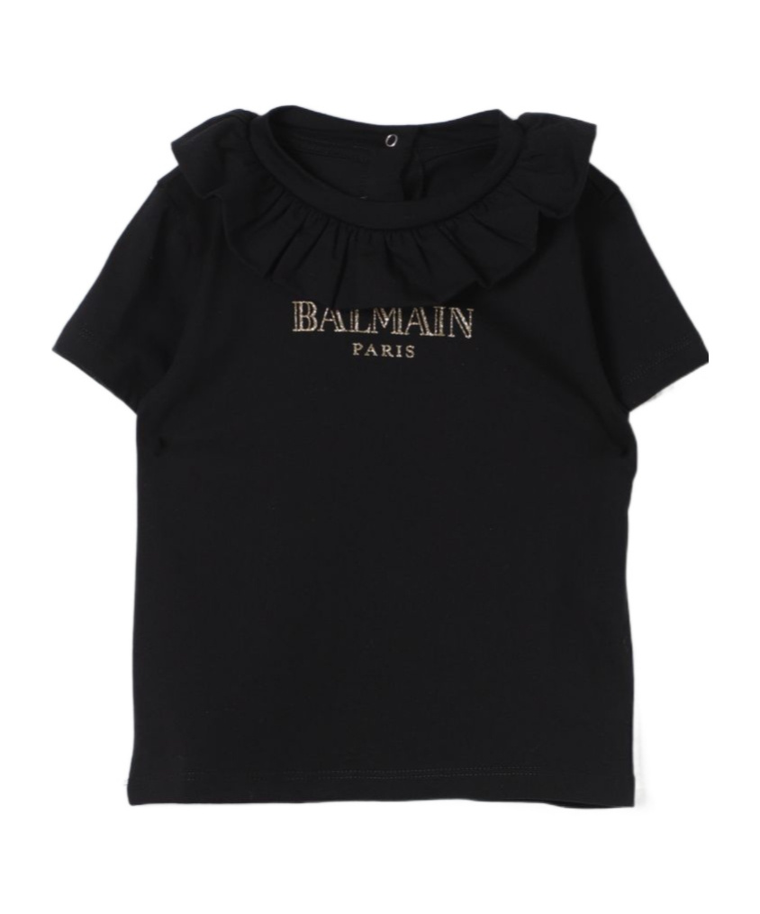 Balmain Glittered-logo T-shirt In Black