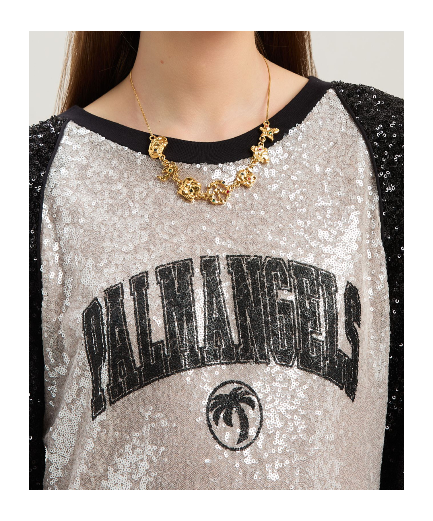 PALM ANGELS PALM ANGELS COLLEGE PALM SEQUIN EMBELLISHED MINI DRESS