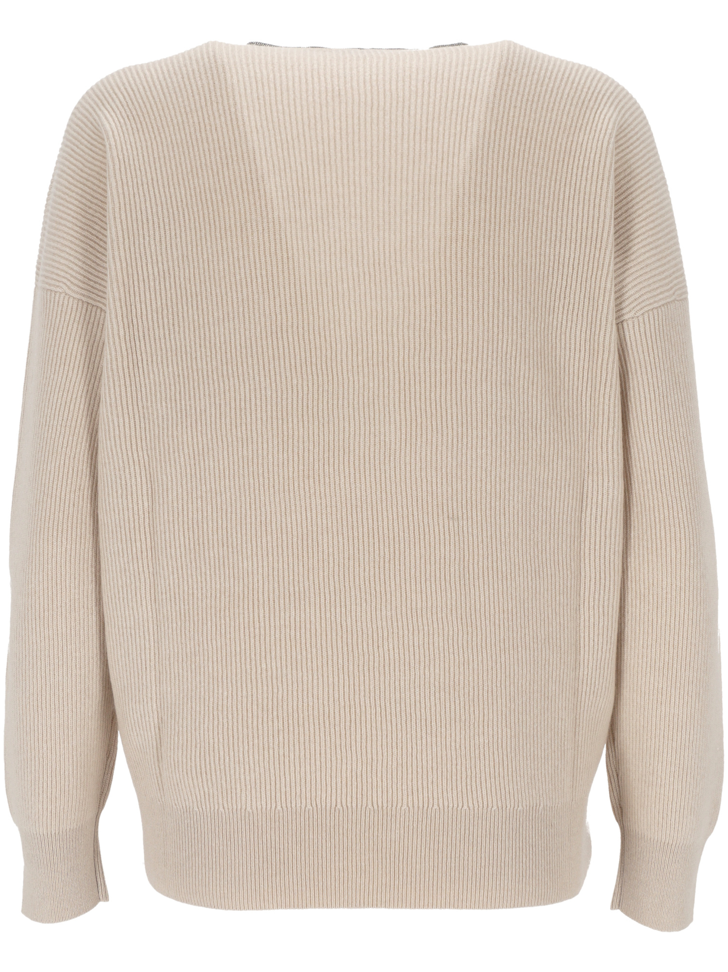 Brunello Cucinelli English-rib Cashmere Sweater In Nude