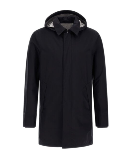 Herno Lightweight Hooded Raffia Jacket For Men In Black