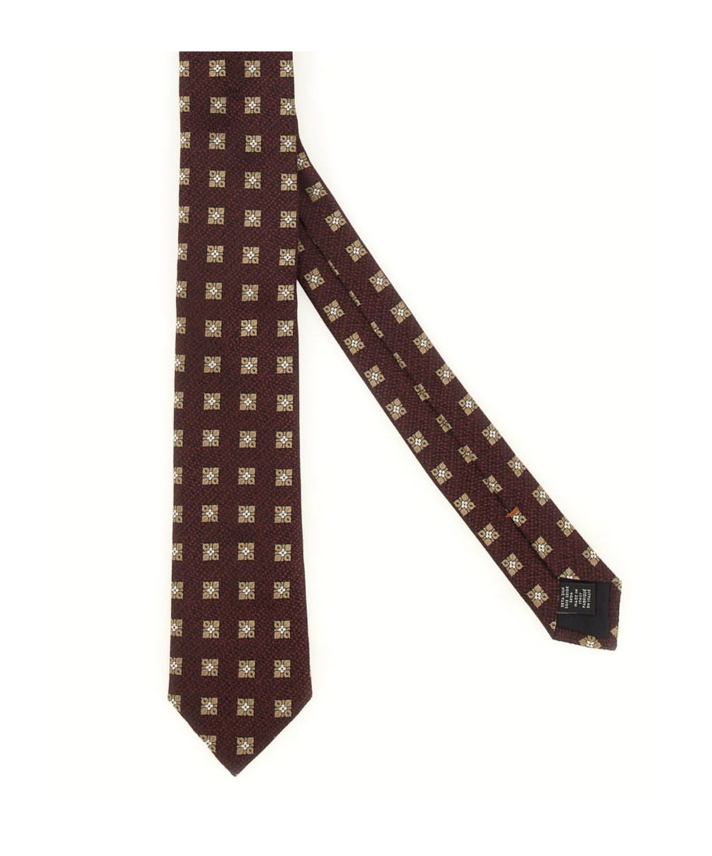 Zegna Slim Jacquard Silk Tie With Square Pattern In Red