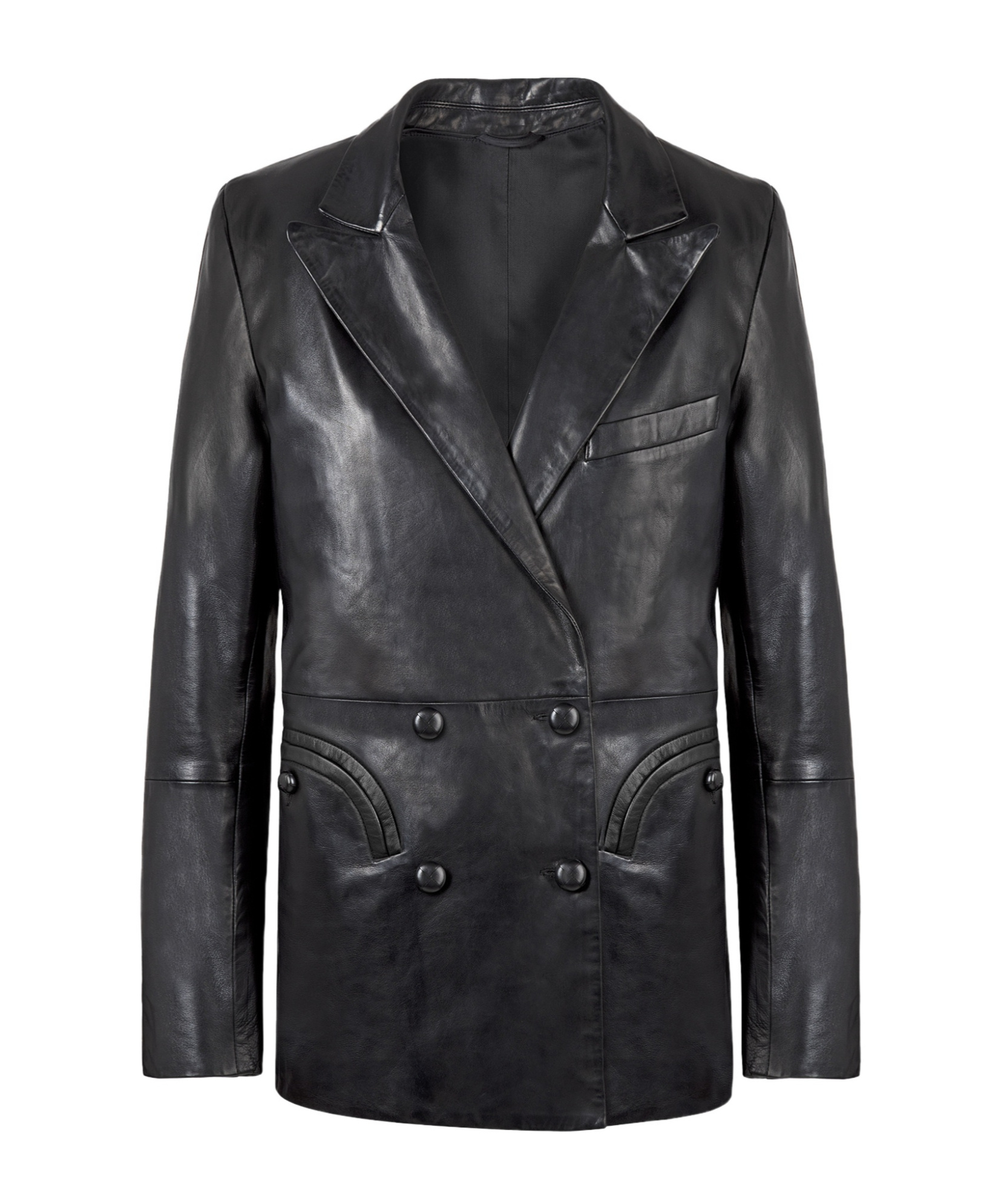 Blazé Milano Double-breasted Oversize Black Leather Blazer