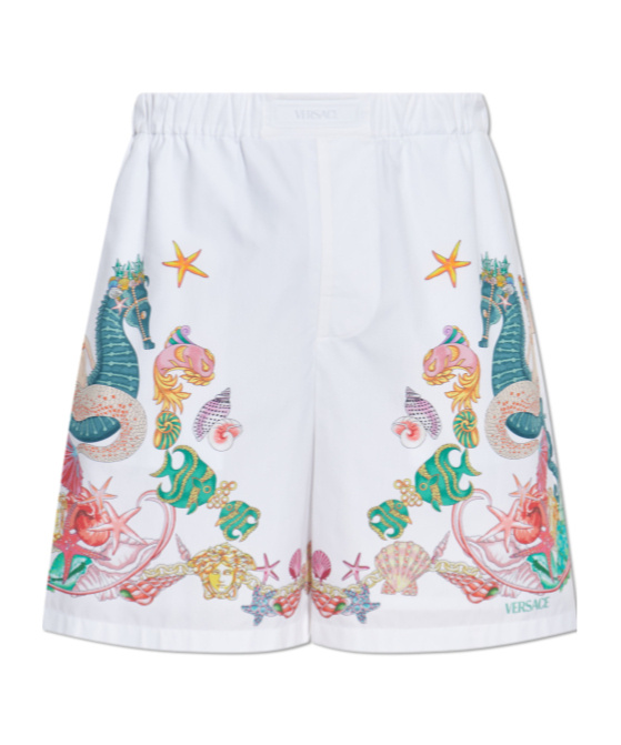 Versace Printed Shorts In White
