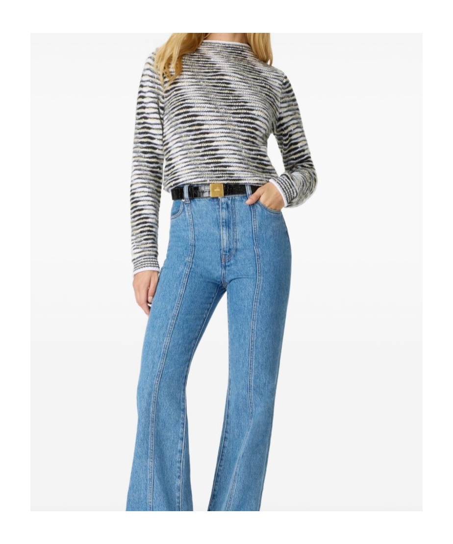 Missoni Striped Mock Neck Long Sleeve Knit Top In Multi