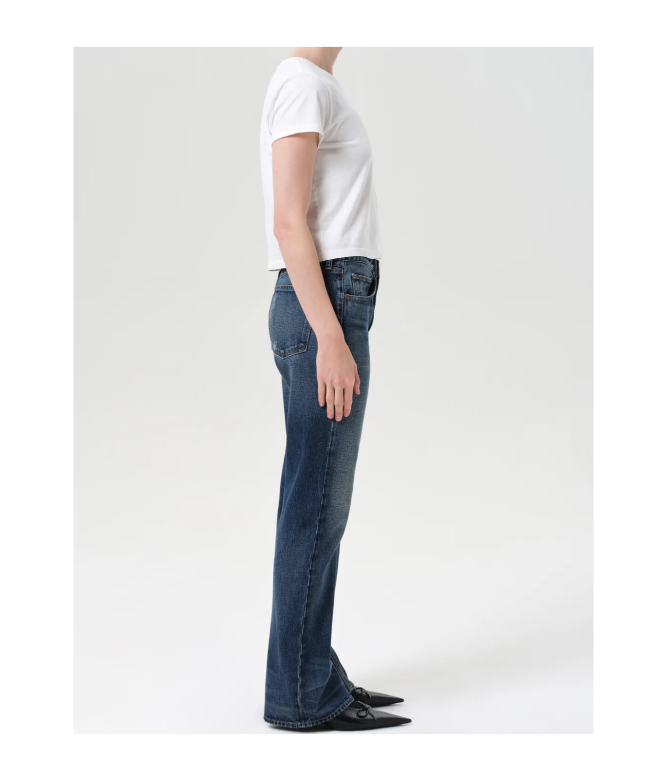 Agolde Denim Trousers With Belt Loops In Blue