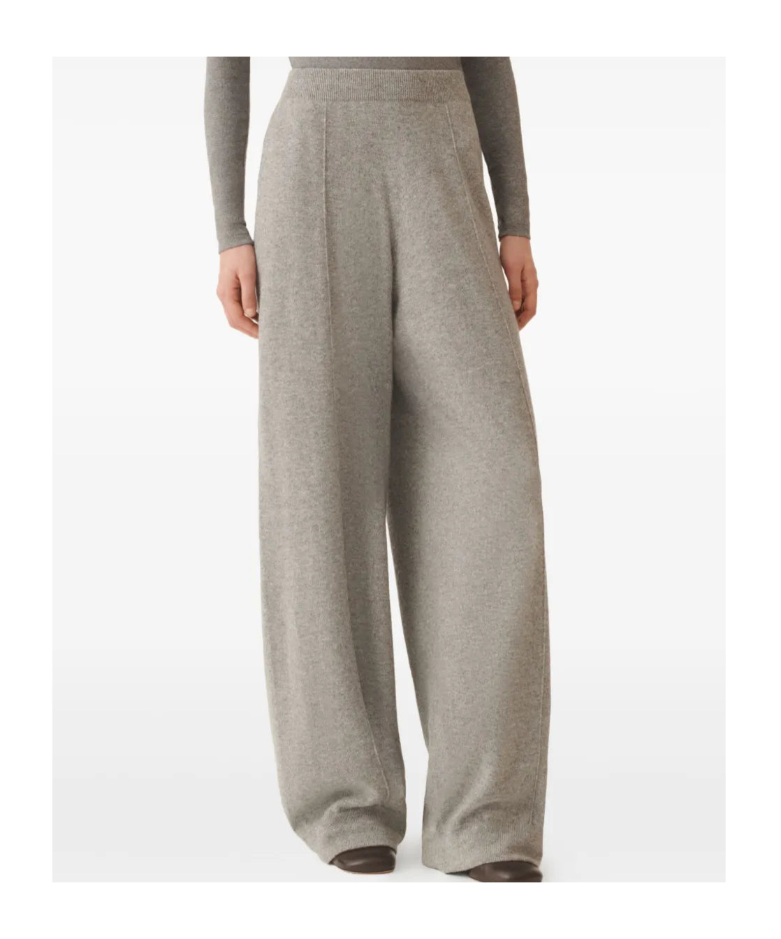 Fabiana Filippi Wide-leg Grey Pants With Relaxed Silhouette And Soft Texture In Gray
