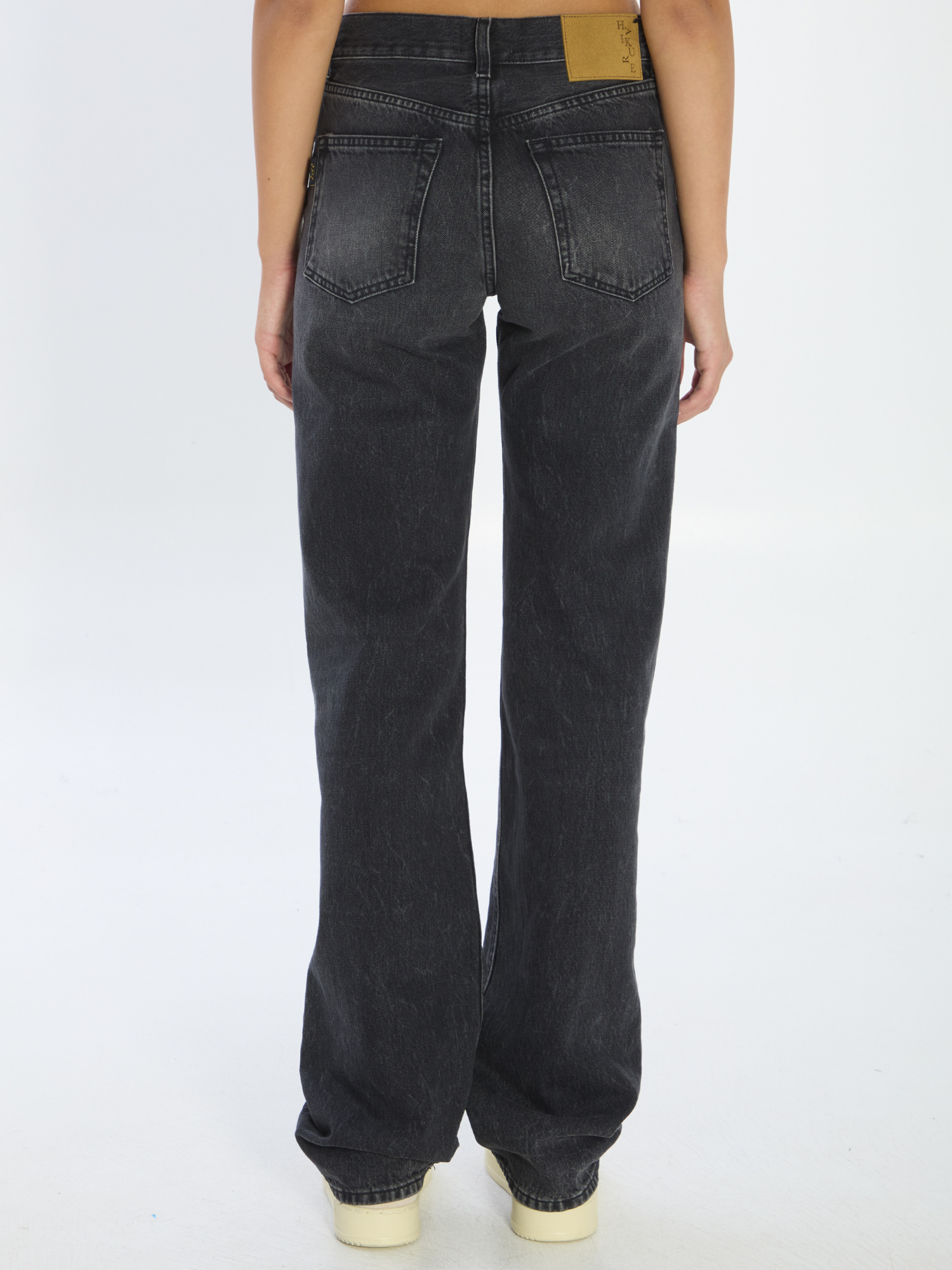 Haikure Denim Trousers With Belt Loops In Black