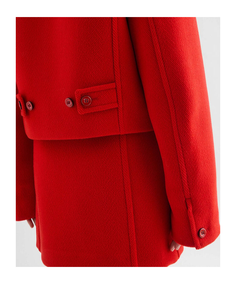 Jil Sander Cropped Boxy Wool Jacket In Red