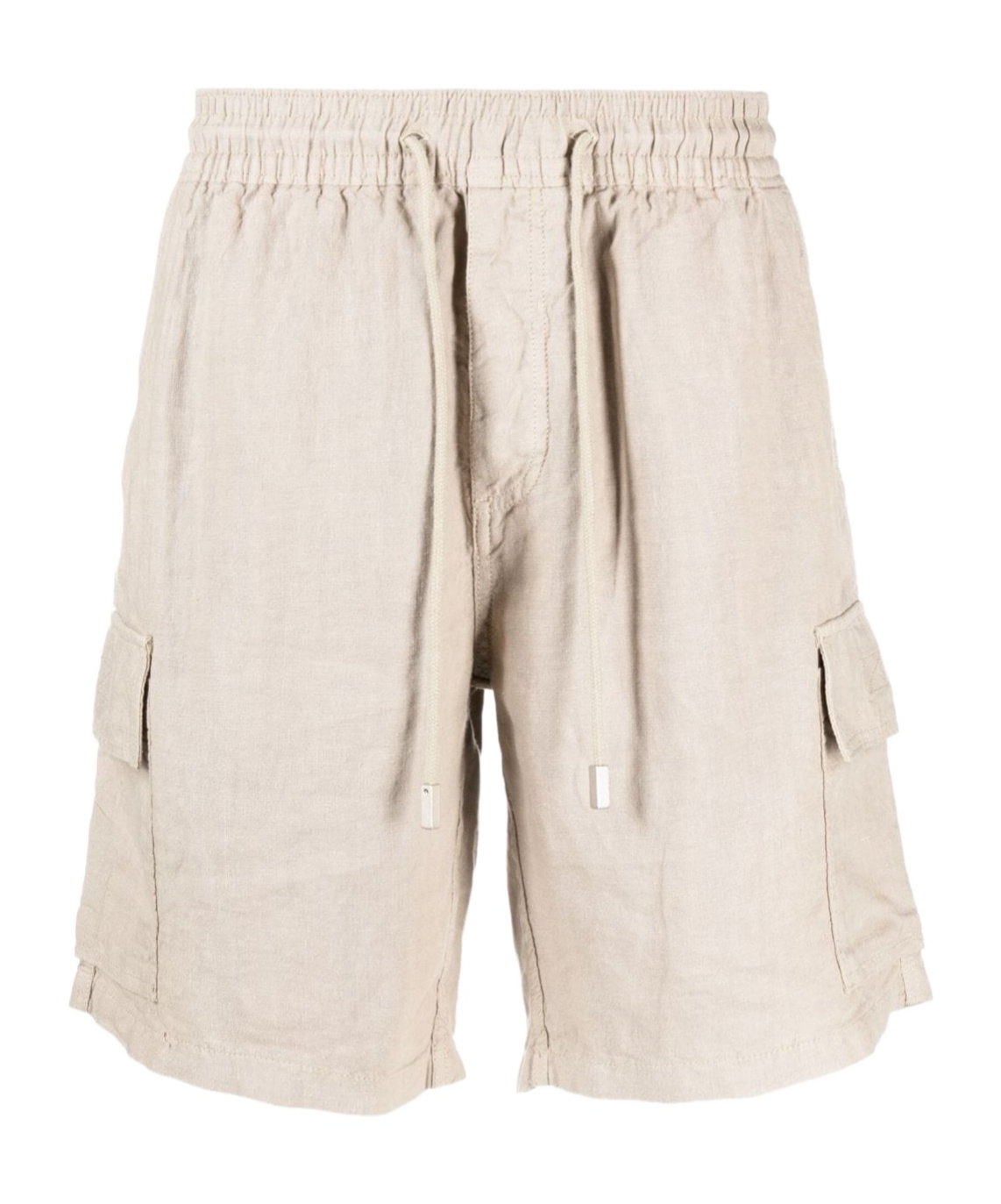 Vilebrequin Beige Drawstring Linen Cargo Shorts In Nude