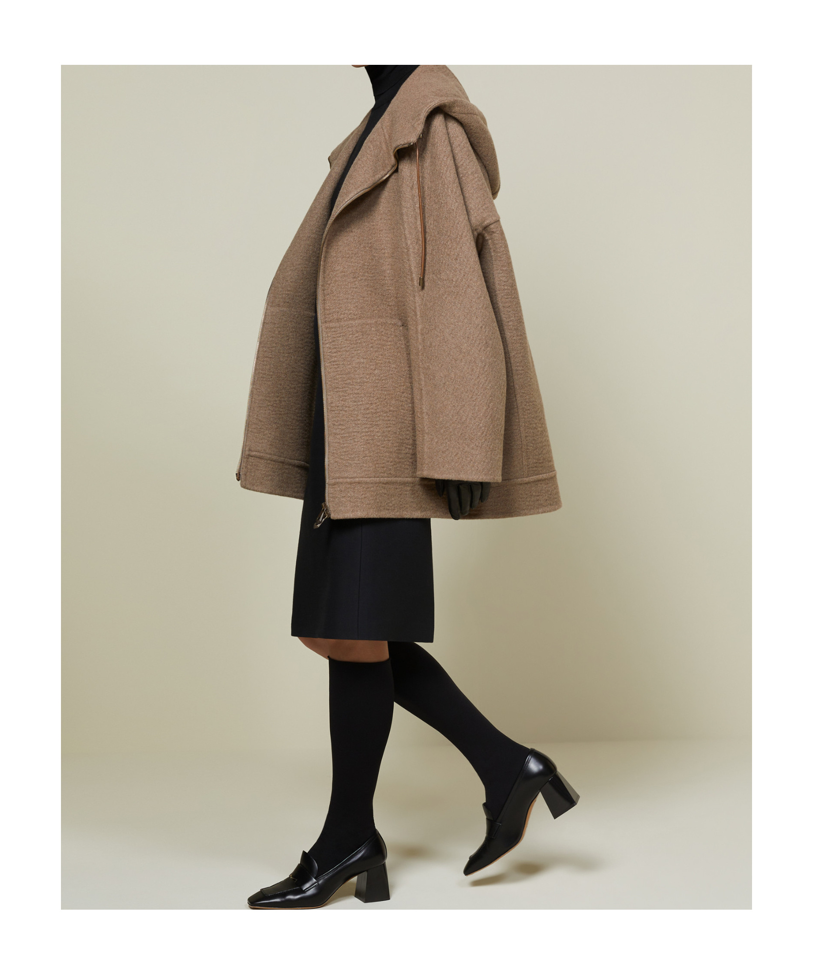 Max Mara Double Cashmere Blouson With Hood In Brown