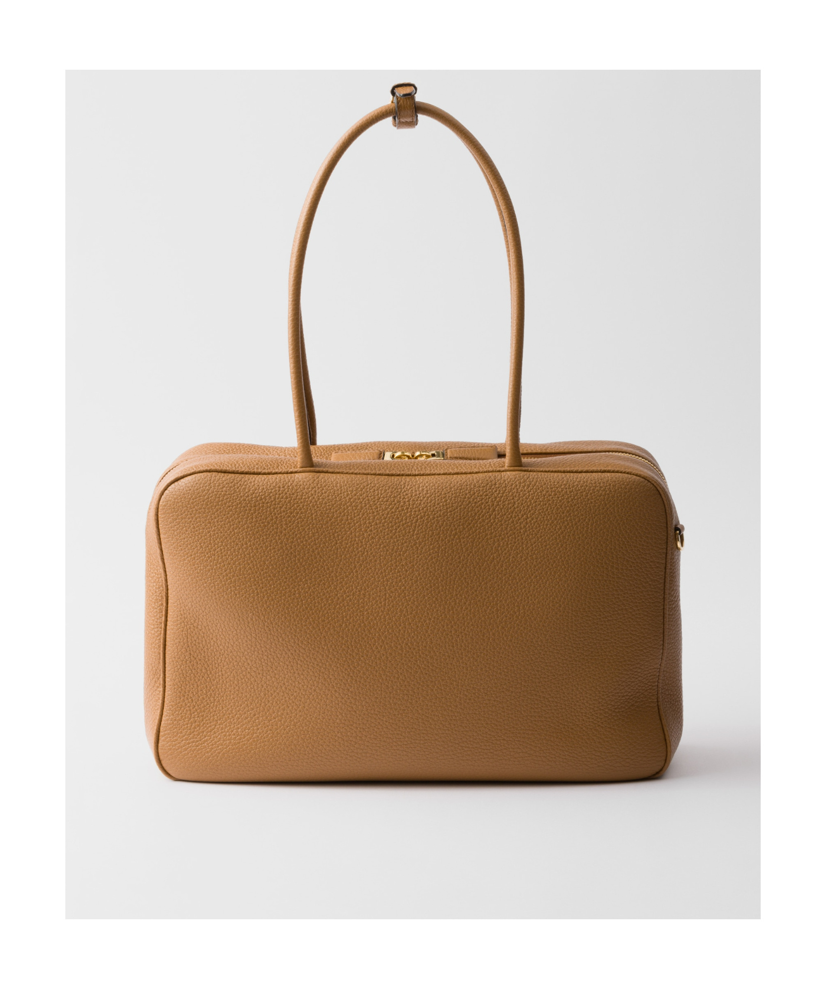 Prada Large Leather Top-handle Bag In Caramel