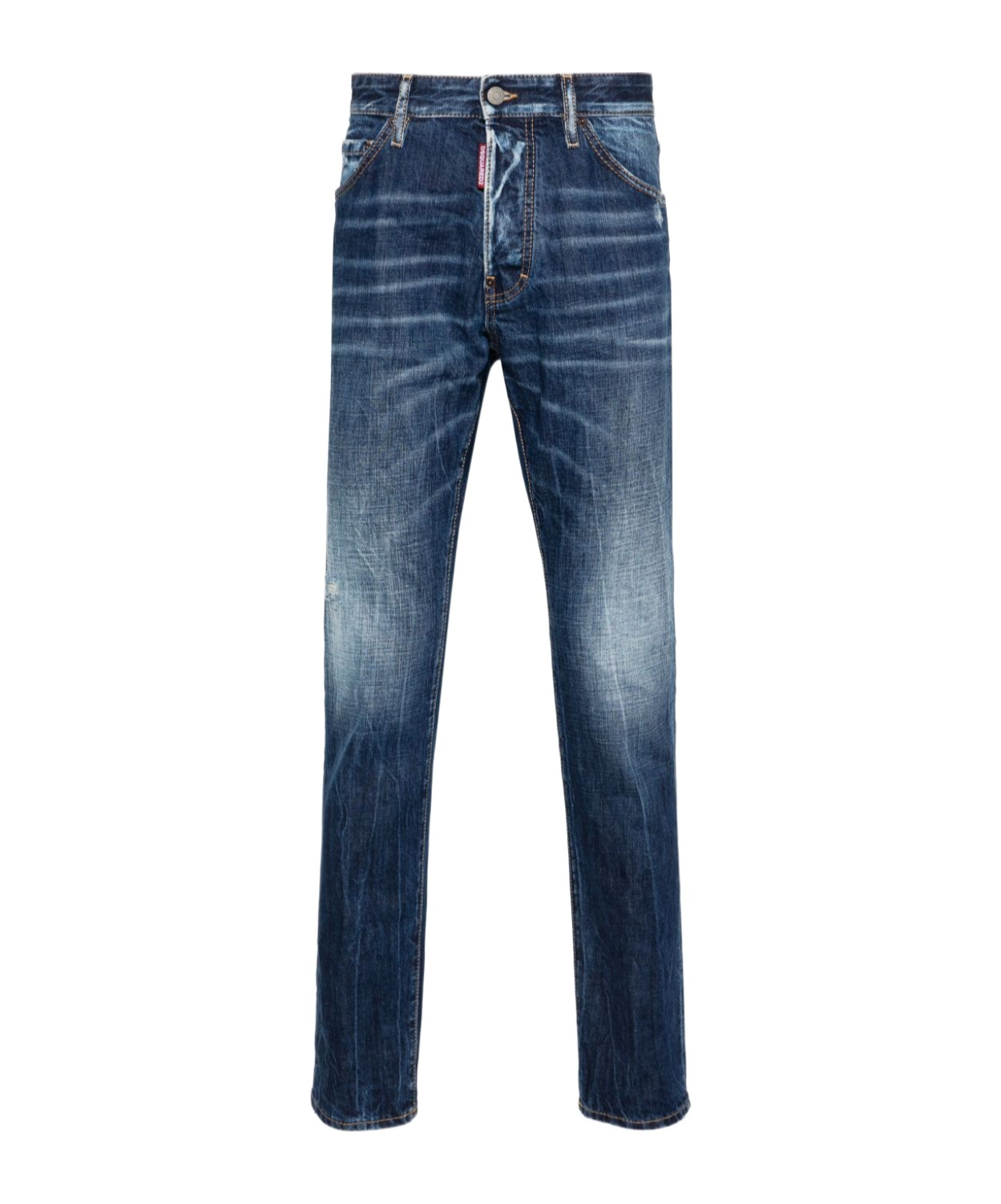 Dsquared2 Classic Straight-leg Jeans With Faded Wash And Distressed Details In Blue