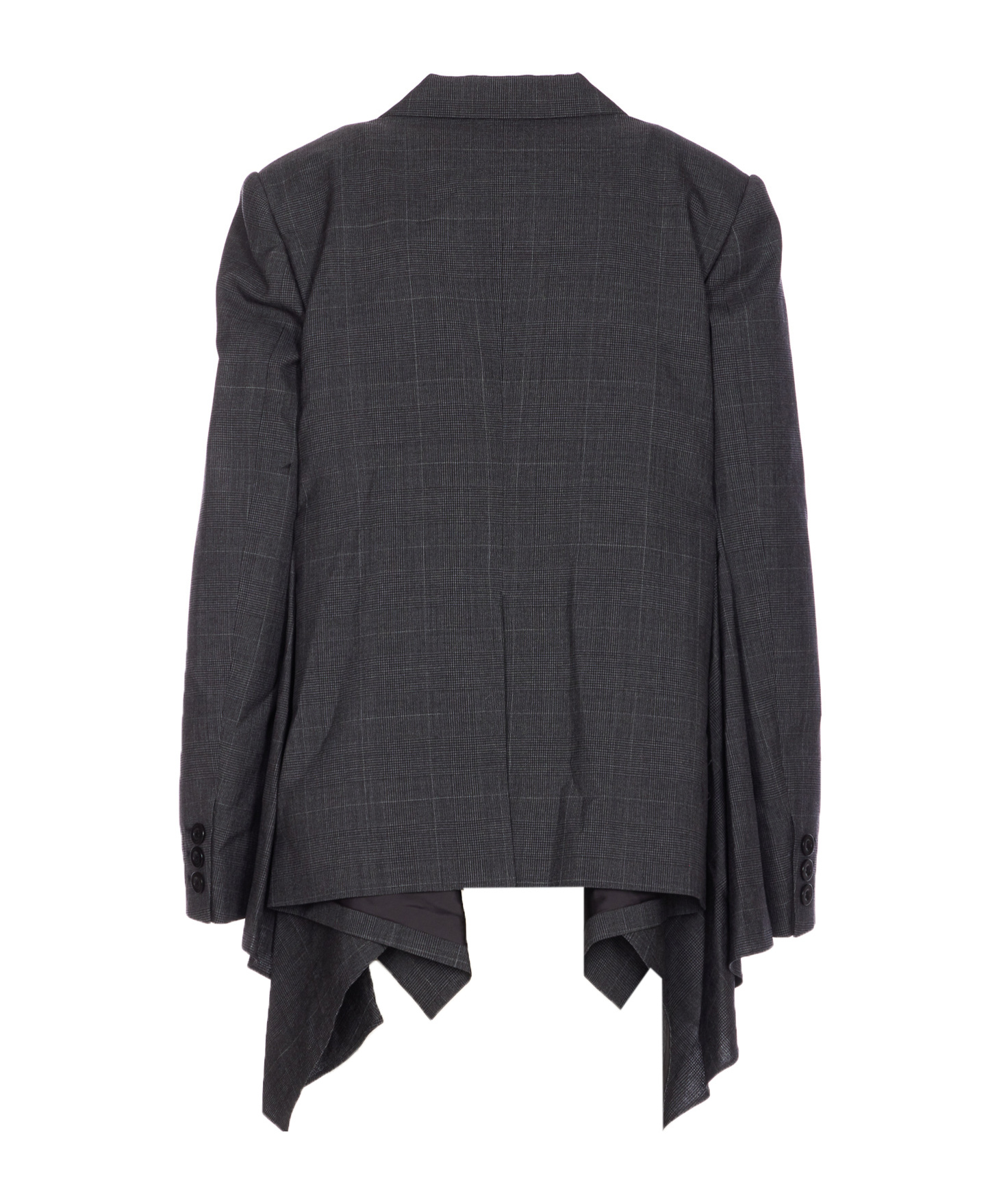 Sacai Womens Gray Glen-check Pleated Wool Blazer In Black