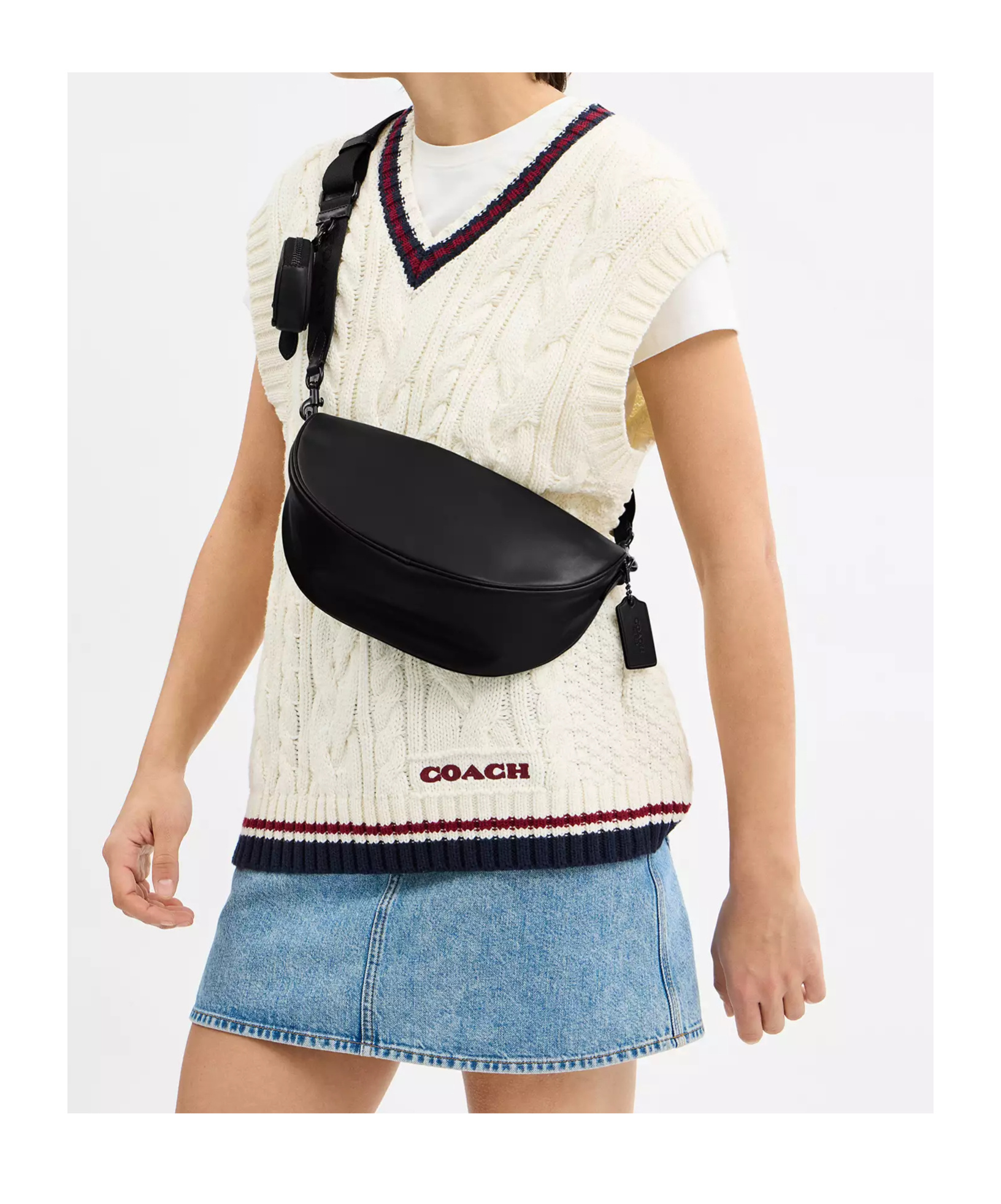 Shop Coach Hall Soft Sling Bag In Black