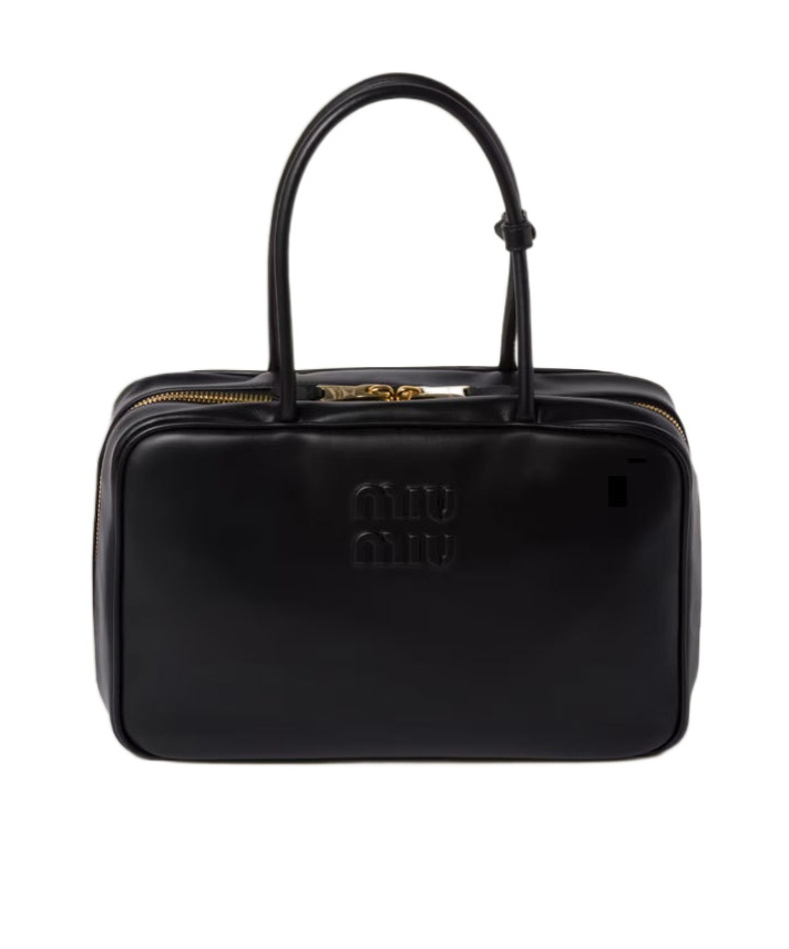Miu Miu Black Bauletto Bag Zip Embossed Logo