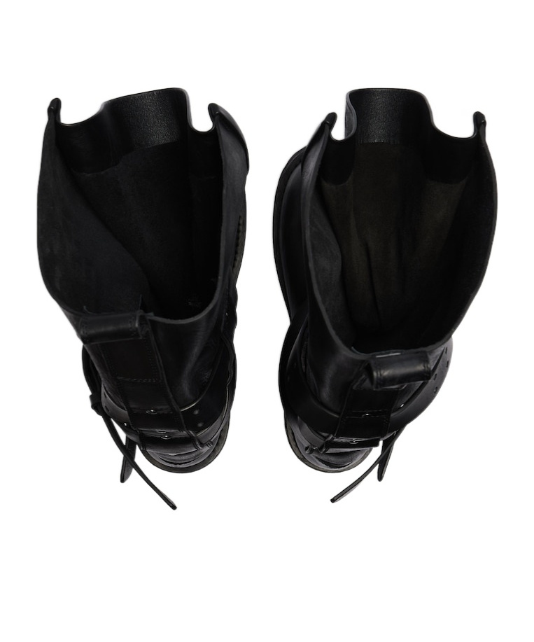 Balenciaga Mid-calf Leather Boots Rubber Sole In Black