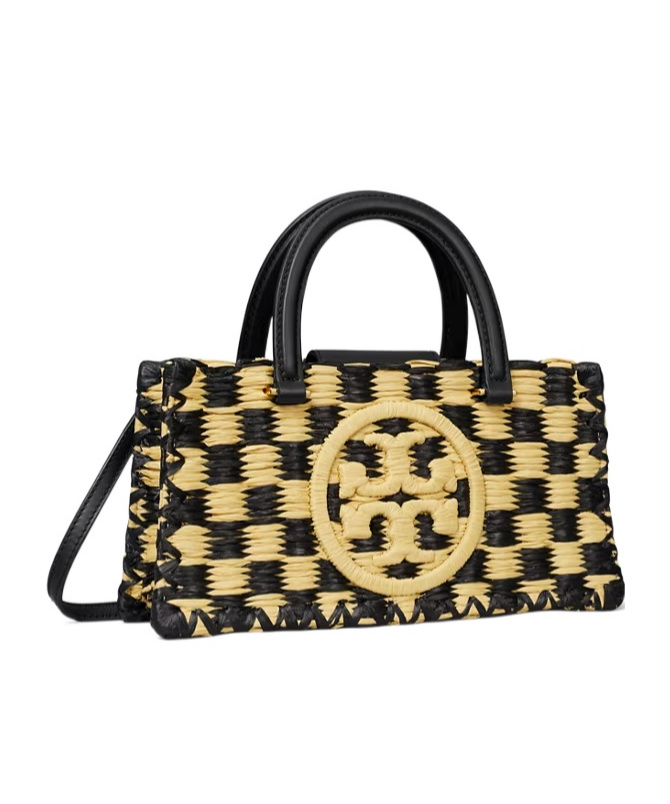 Tory Burch Ella Hand-crocheted East-west Tote In Black/natural
