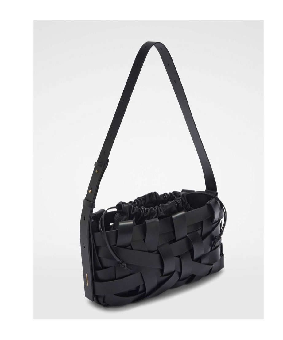 Jil Sander Interwoven-design Leather Clutch Bag In Black