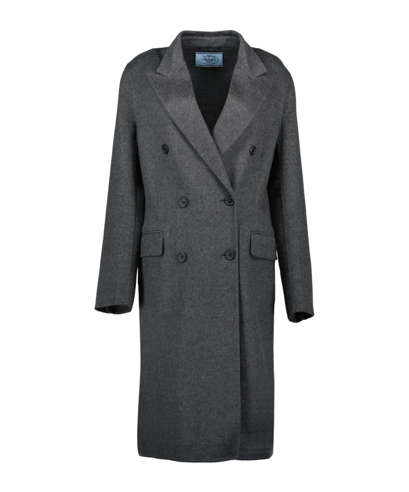 Prada Long-sleeved Coat In Gray