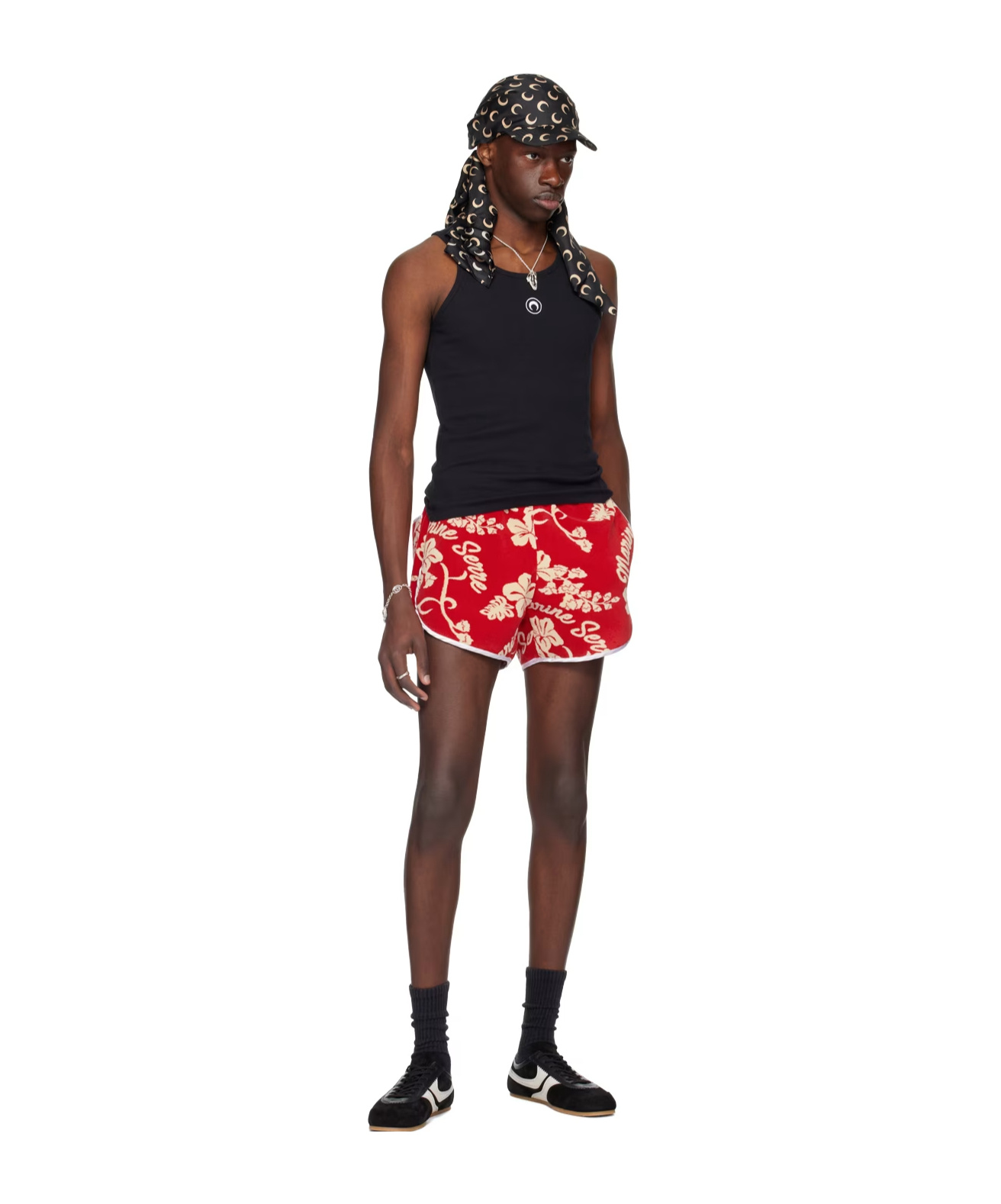 Marine Serre Red Towel Shorts In Red
