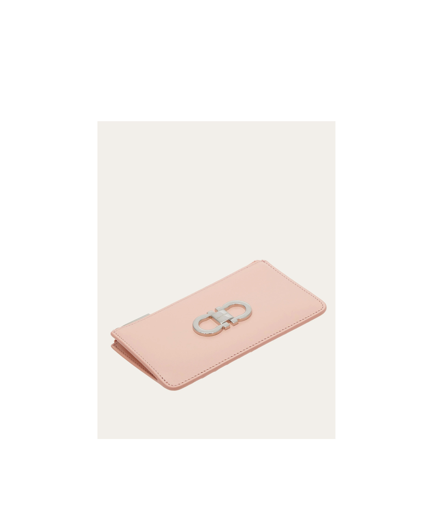 Ferragamo Signature Gancini Credit Card Holder In Nude
