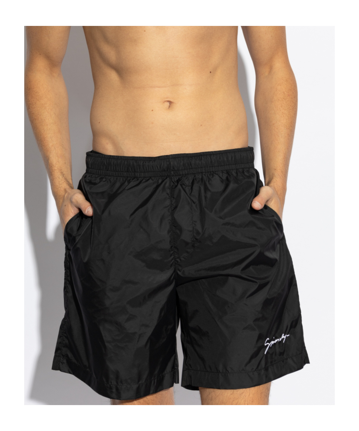 Givenchy Swim Shorts With Logo Signature In Black