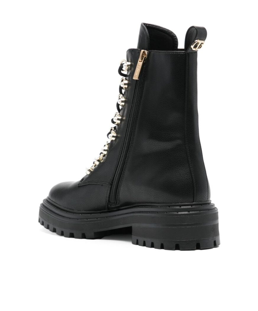 TWINSET EMBELLISHED LACE-UP BOOTS