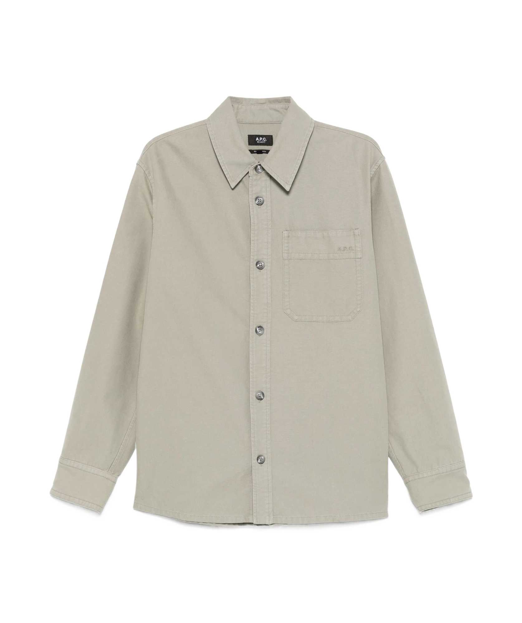 Apc A.p.c. Surchemise Basile Brodee Poitrine In Gray-green
