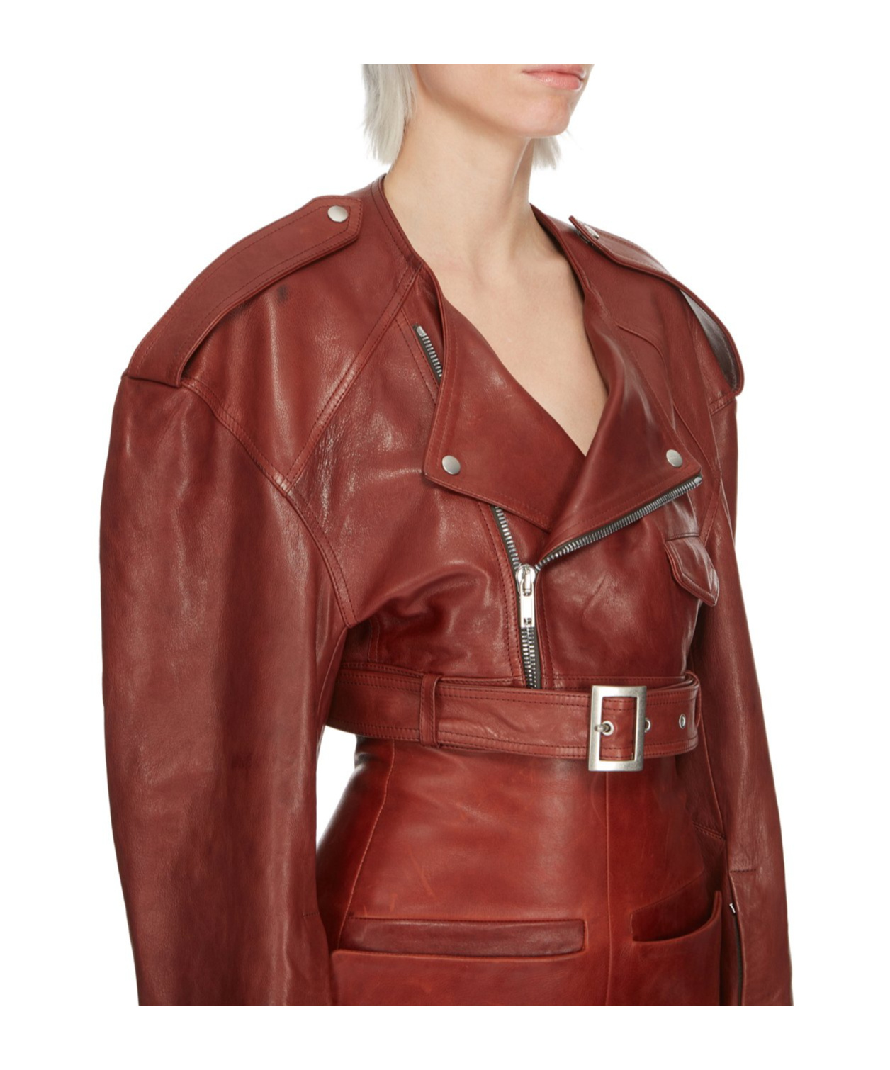 Rick Owens Micro Biker Cropped Jacket In Red