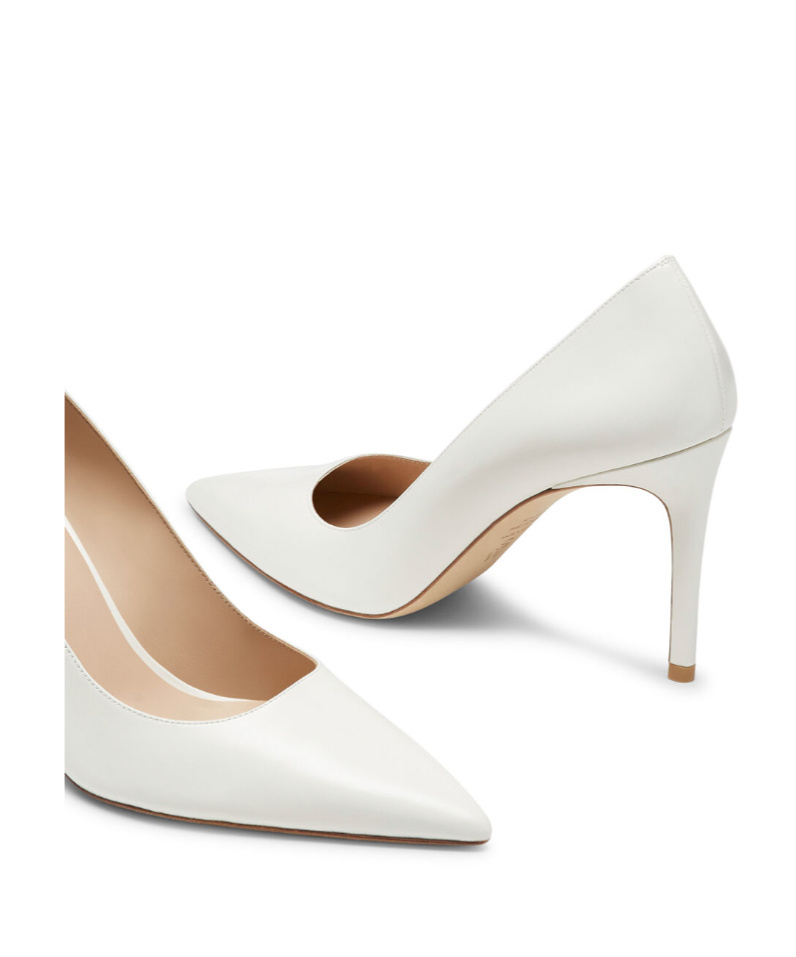 Stuart Weitzman 75mm Stuart Power Pointed-toe Leather Pumps In White