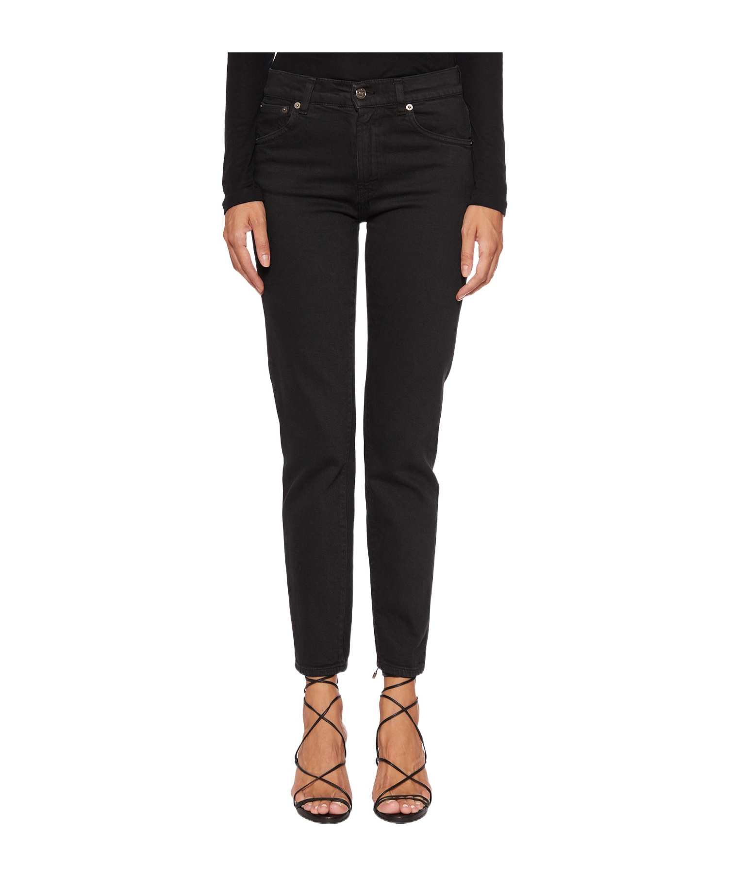 Dondup Denim Trousers With Belt Loops In Black