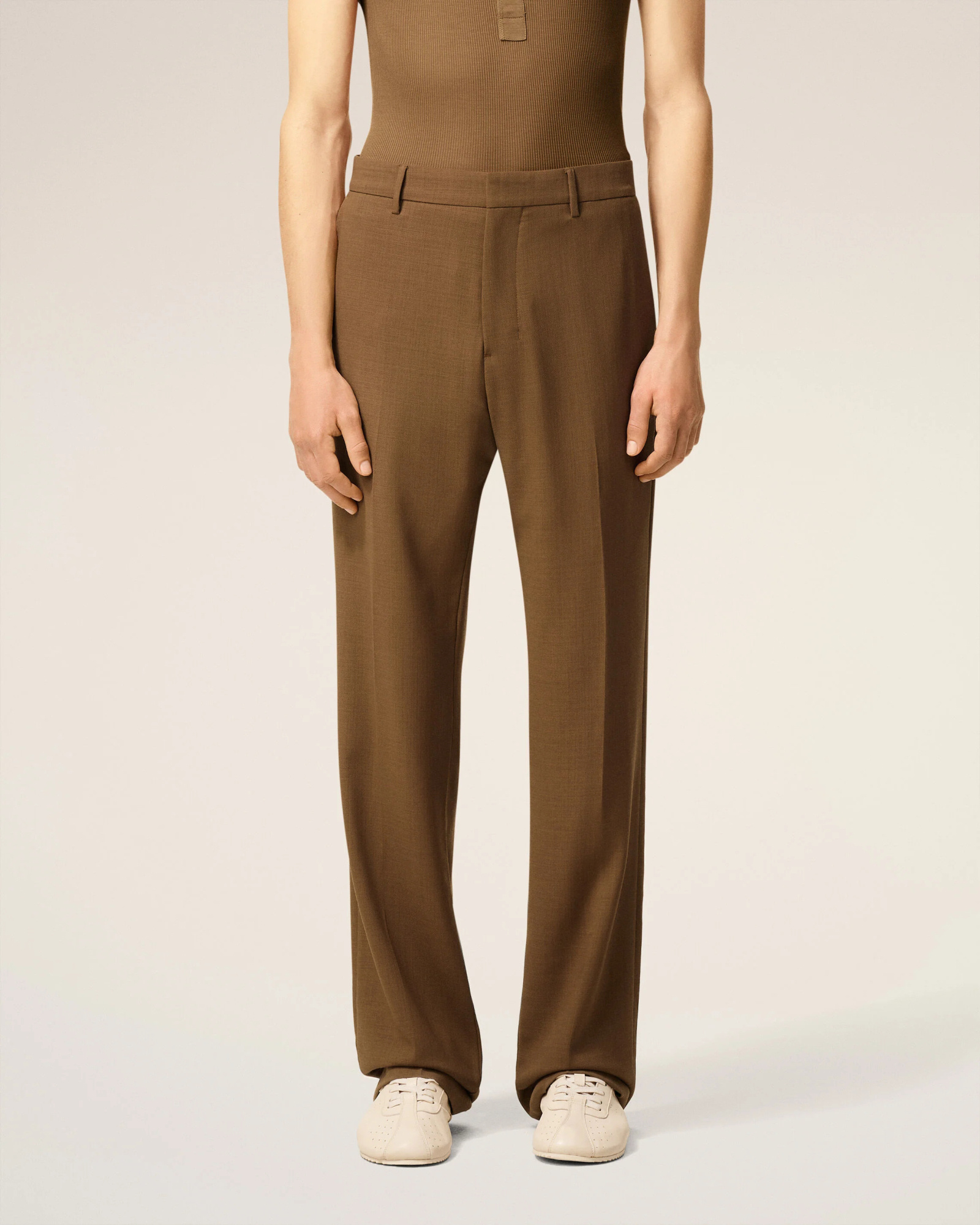 Ami Alexandre Mattiussi Brown Wool Straight Trousers Brown In Brown