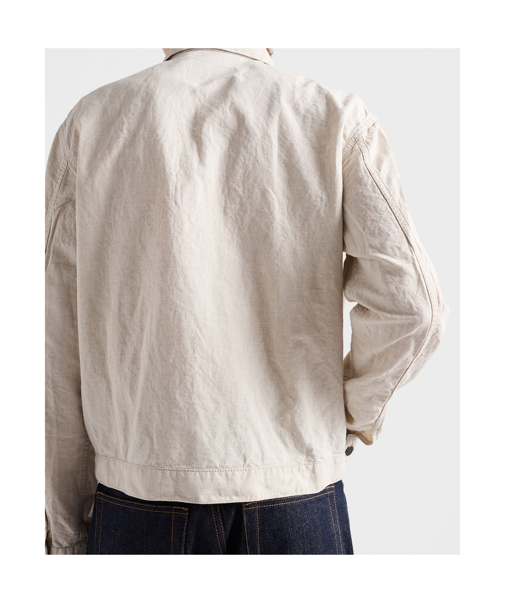 Shop Prada Chambray Blouson Jacket In Natural Color