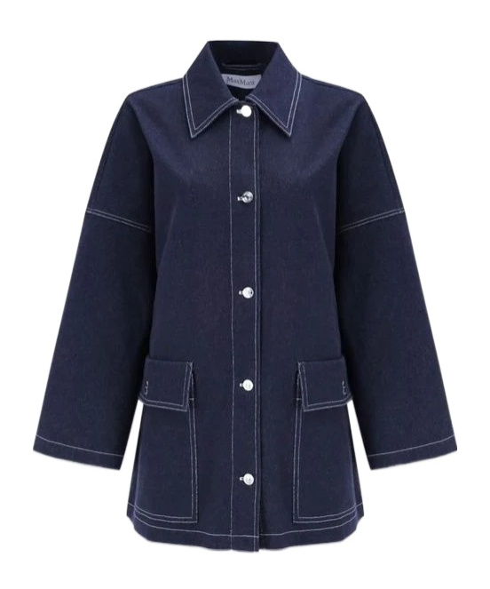 Max Mara Long Sleeve Casual Jacket In Blue