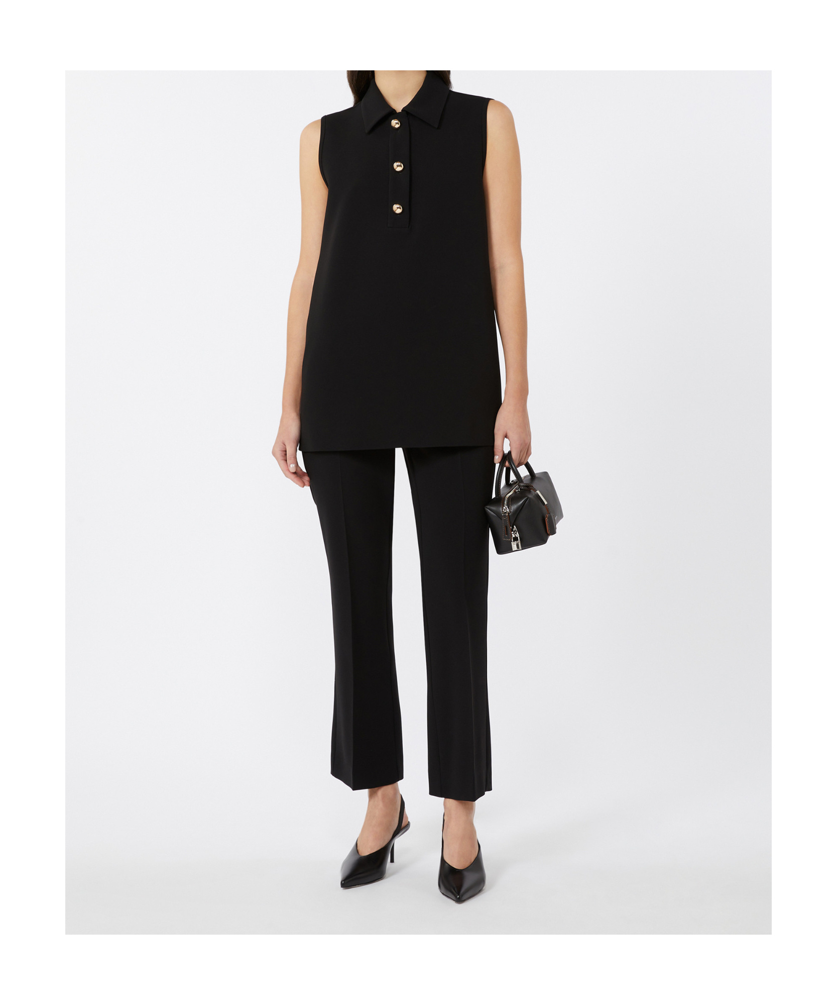 Max Mara Cady Polo-style Blouse In Black