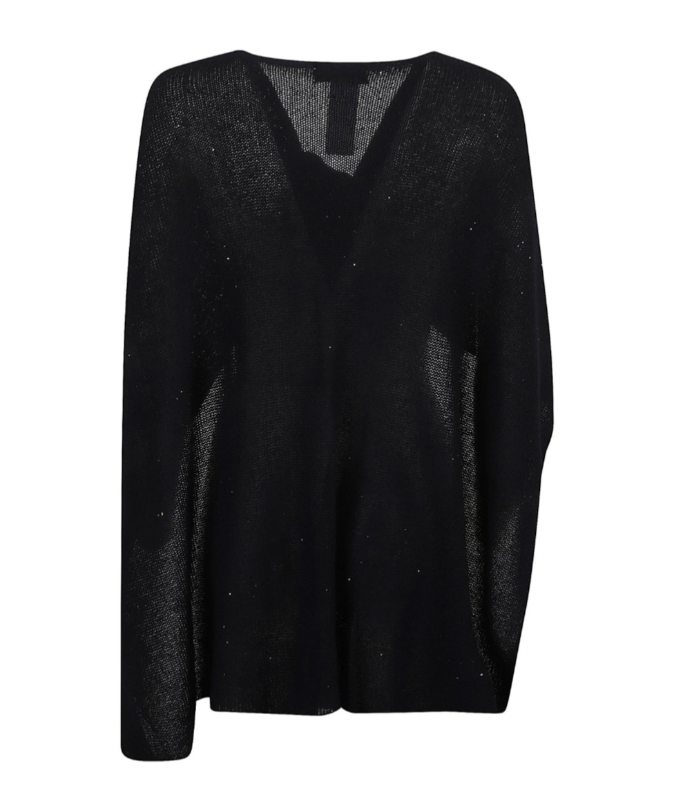 Fabiana Filippi Loose-fit Blue Shirt With Deep V-neckline In Black