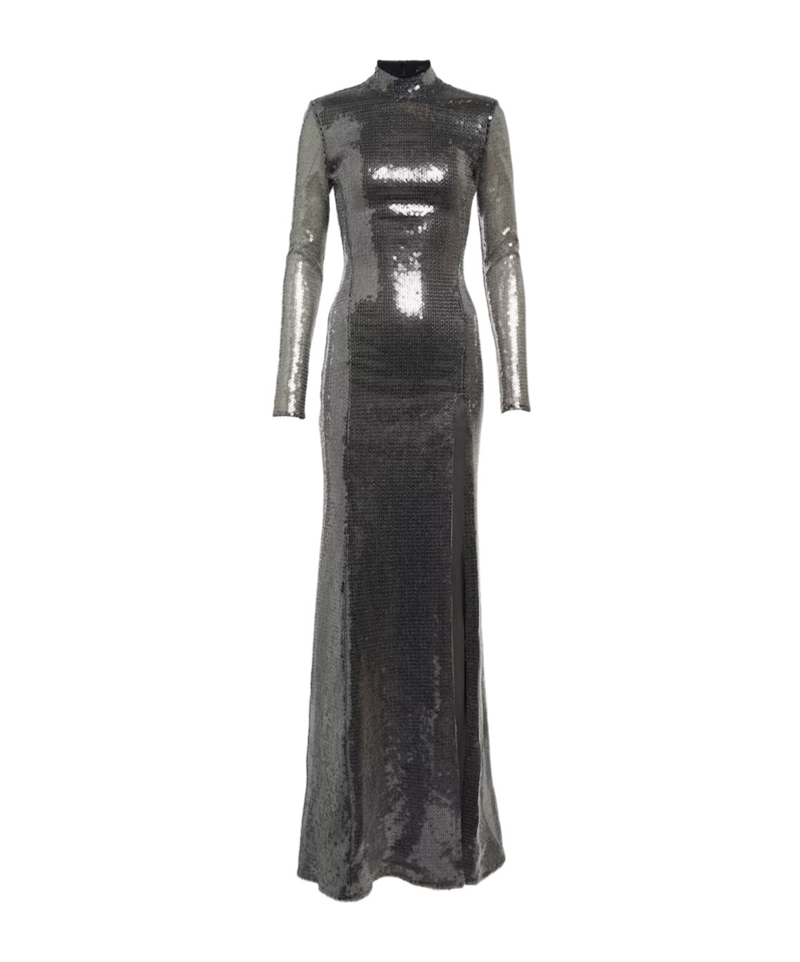 David Koma Sequined Mockneck Gown In Gray